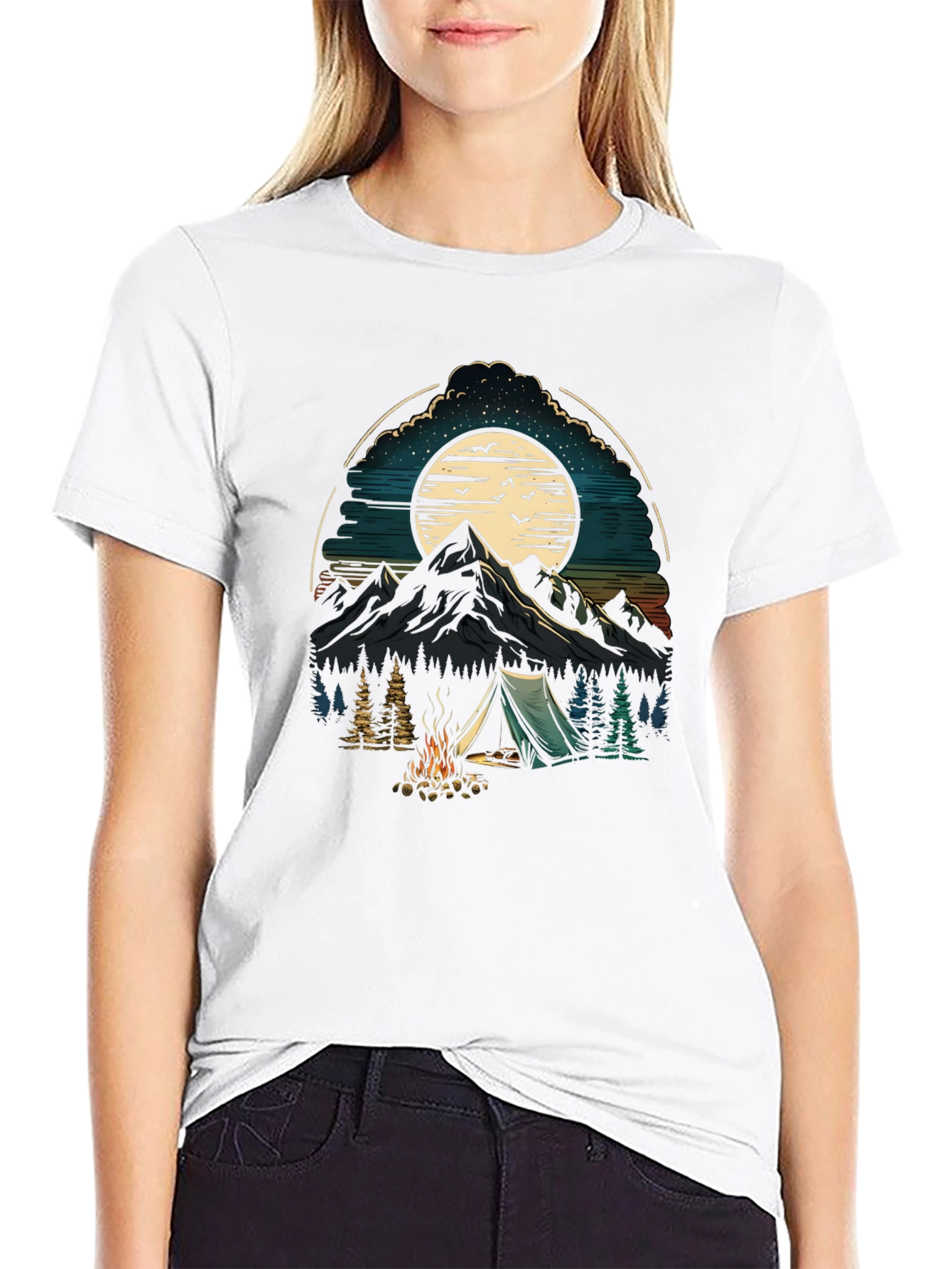 Black Camping Adventure Graphic T-Shirt view 9