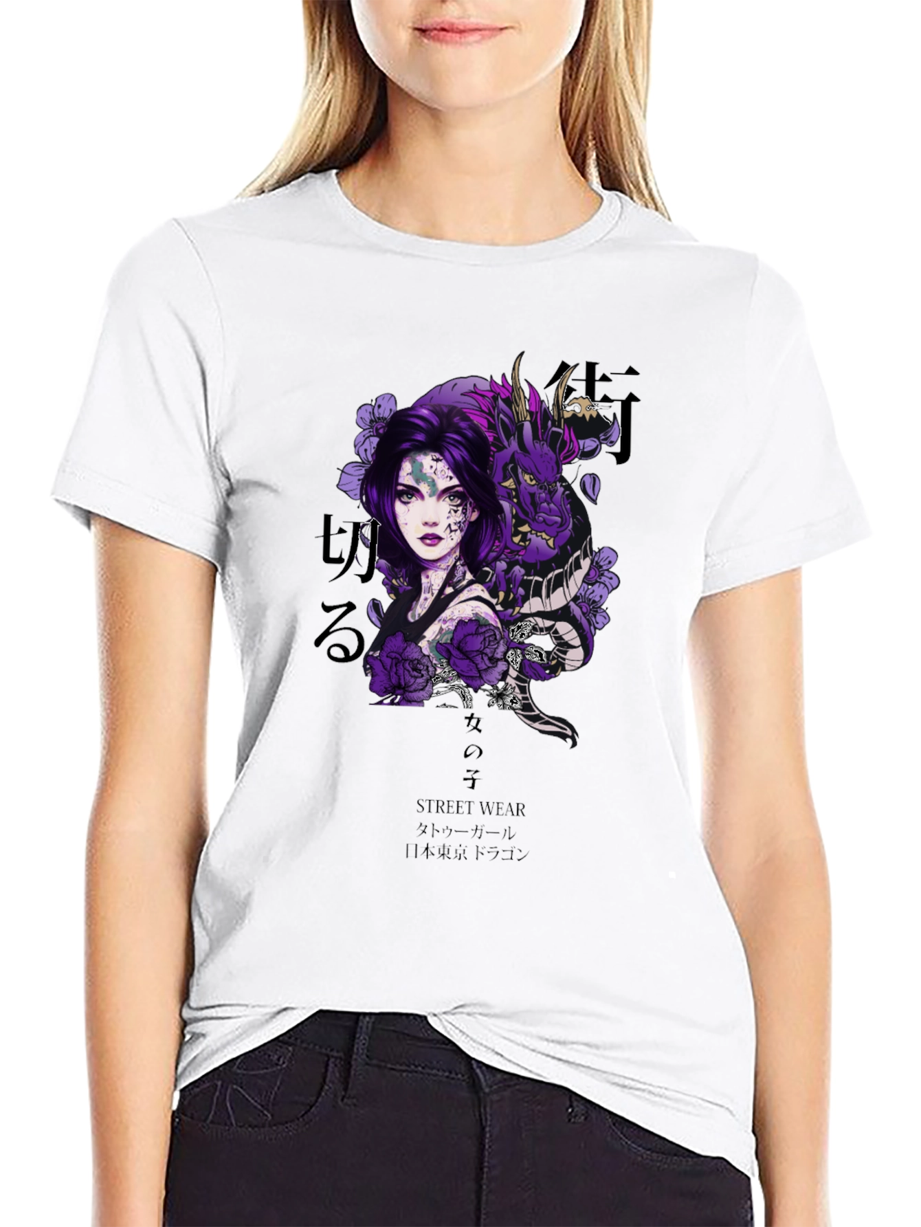 Black Dragon Girl Graphic Tee view 9