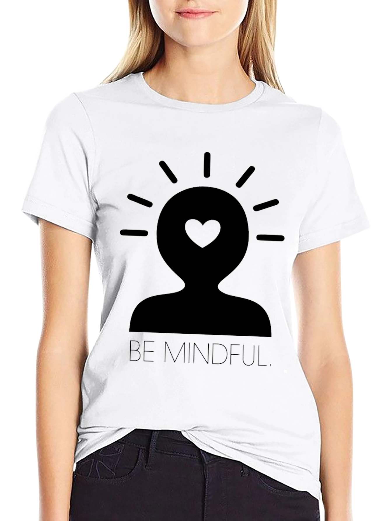Black Mindful Heart Graphic Tee - Black view 9