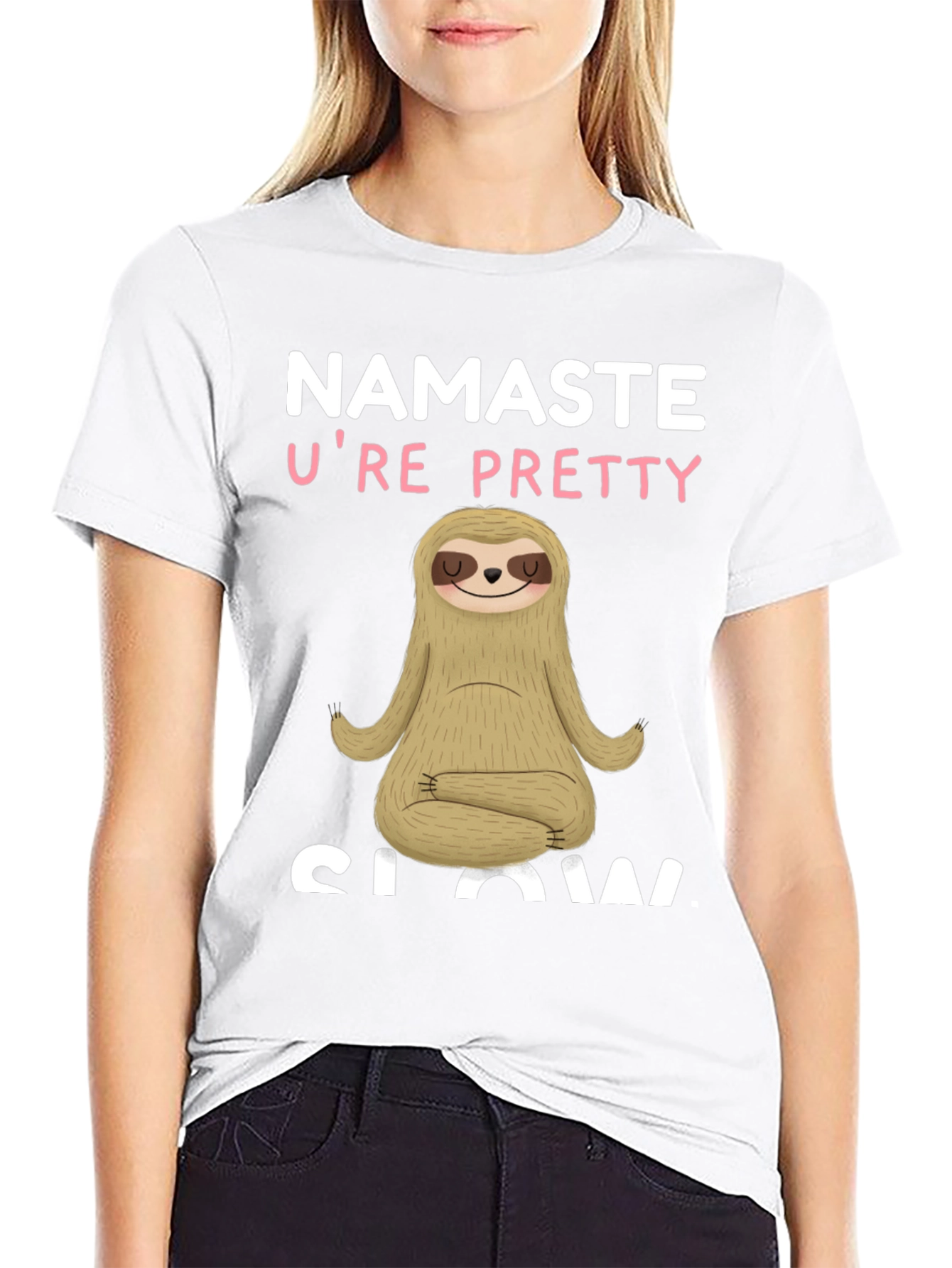 Black Namaste Sloth T-Shirt - Funny Yoga Lazy Animal Tee view 9