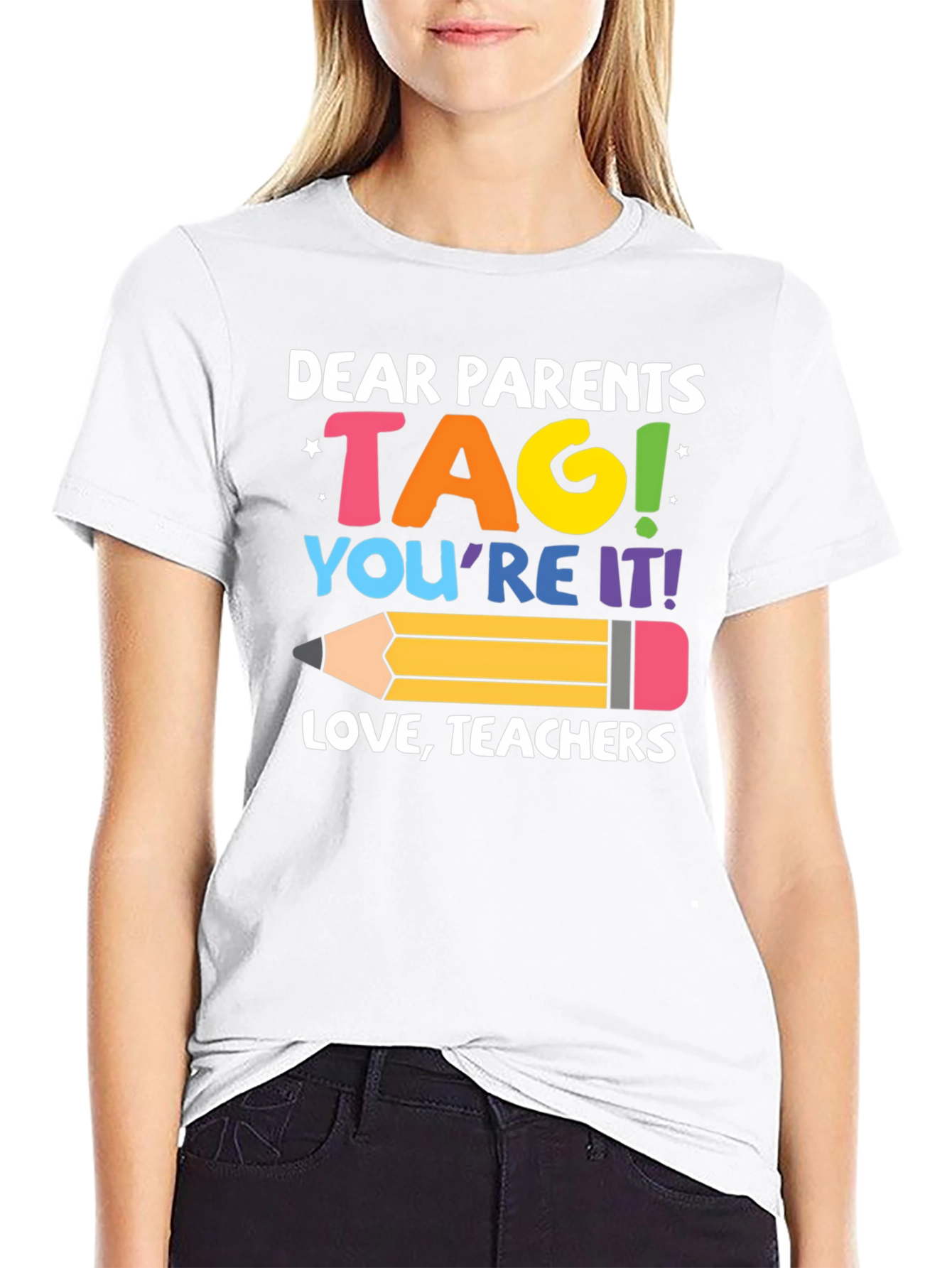 Black Dear Parents TAG Teachers T-Shirt view 9