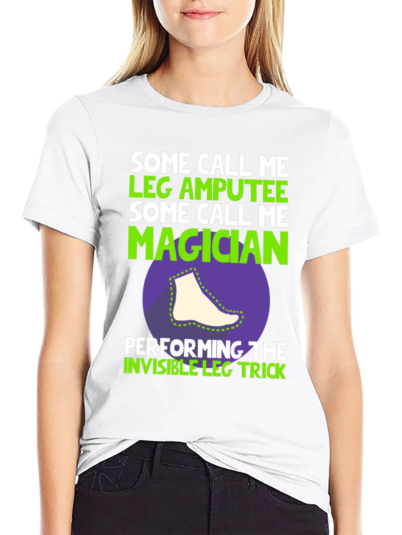 Black Leg Amputee Magician Funny Humor T-Shirt view 9