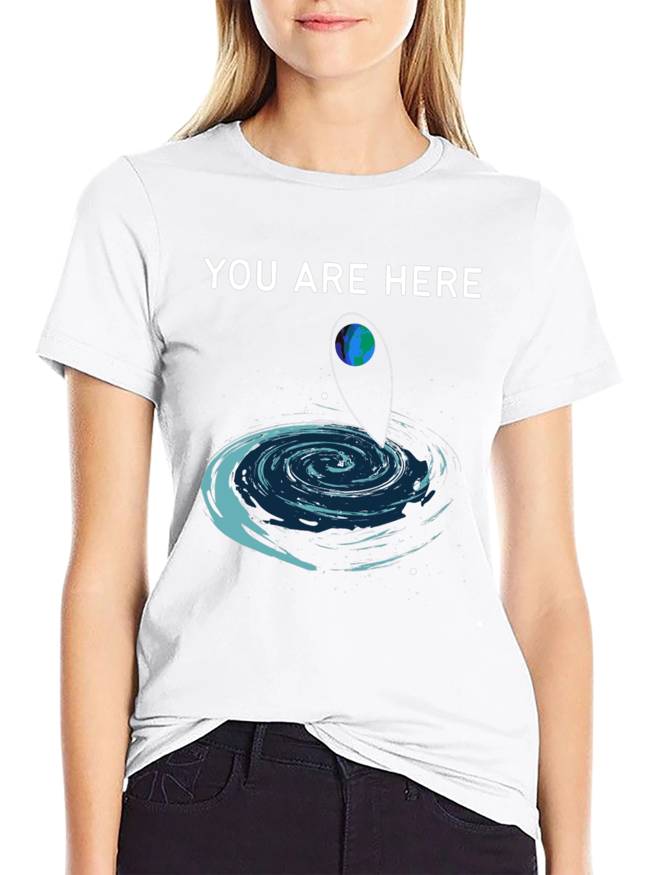 Black You Are Here T-Shirt Galaxy Design view 9