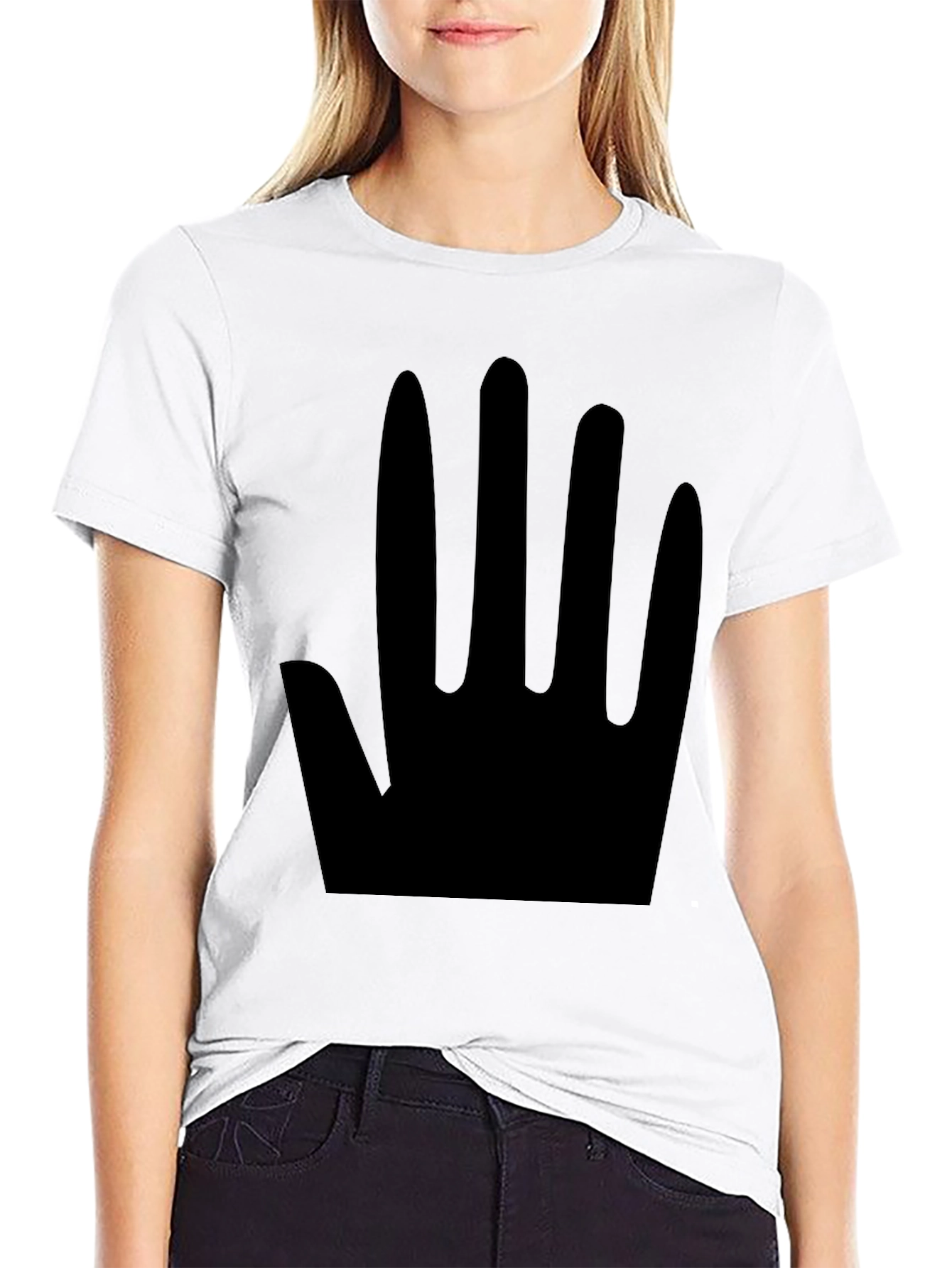 Minimalist Black Hand Print T-Shirt - 9