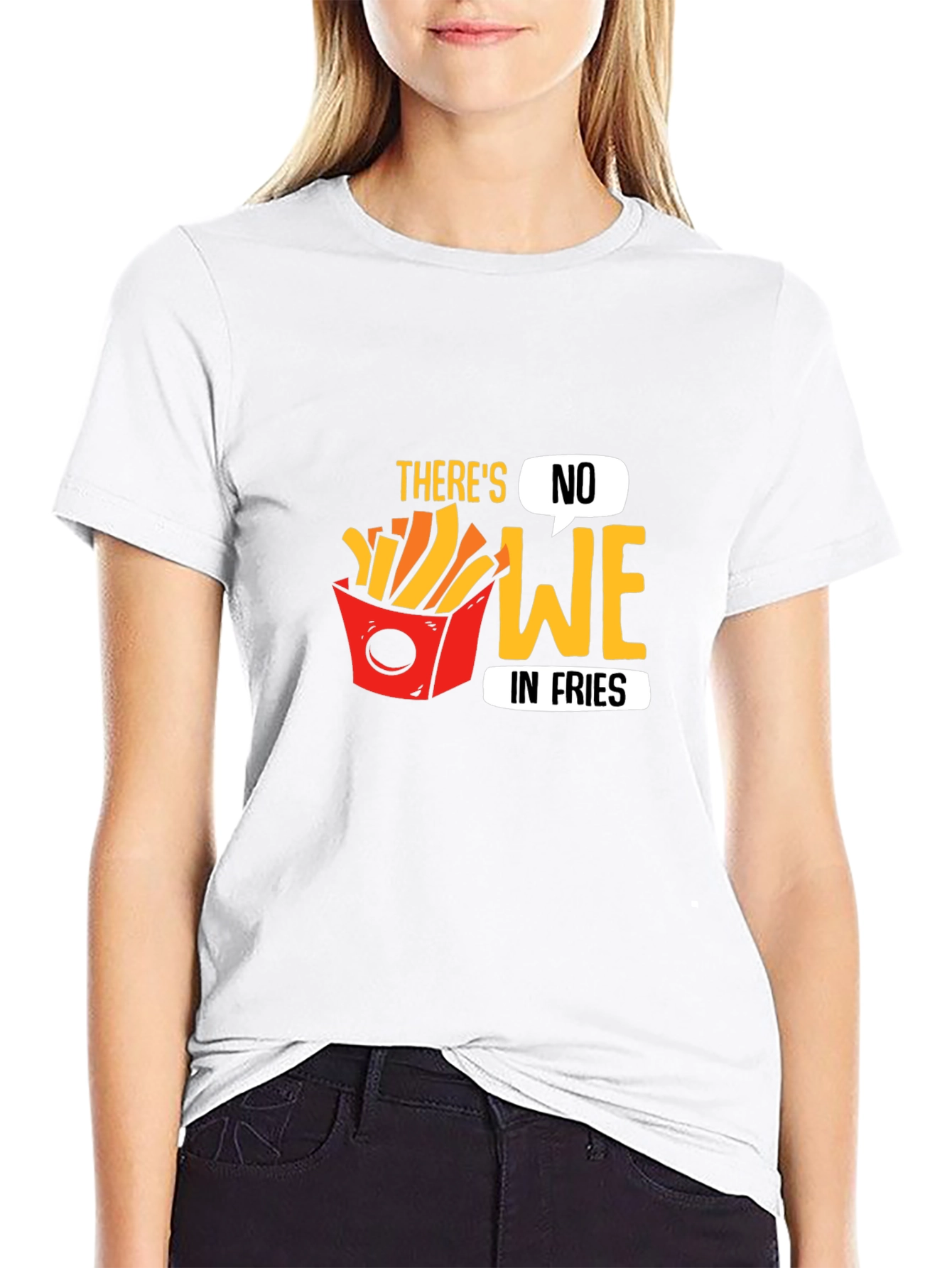 Black Funny "There's No We in Fries" Graphic T-Shirt view 9