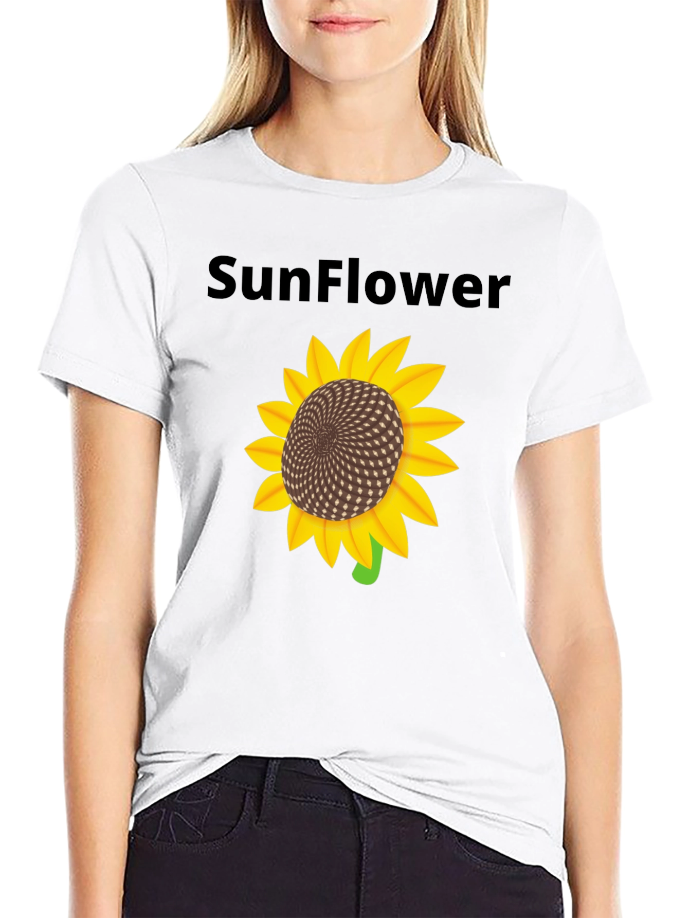 Black Sunflower Graphic T-Shirt - Black Cotton Blend view 9