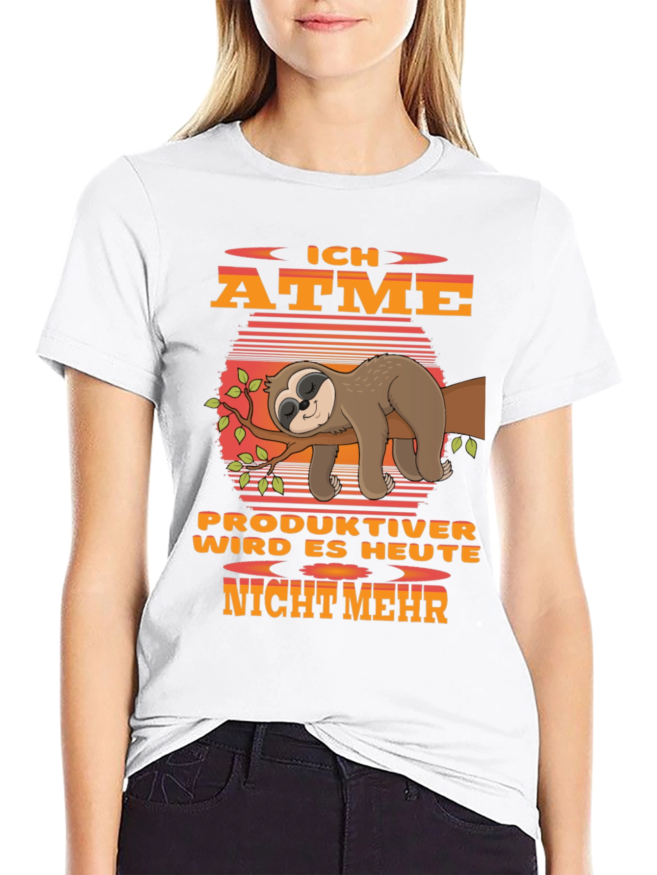 Black Ich Atme Sloth Graphic T-Shirt view 9