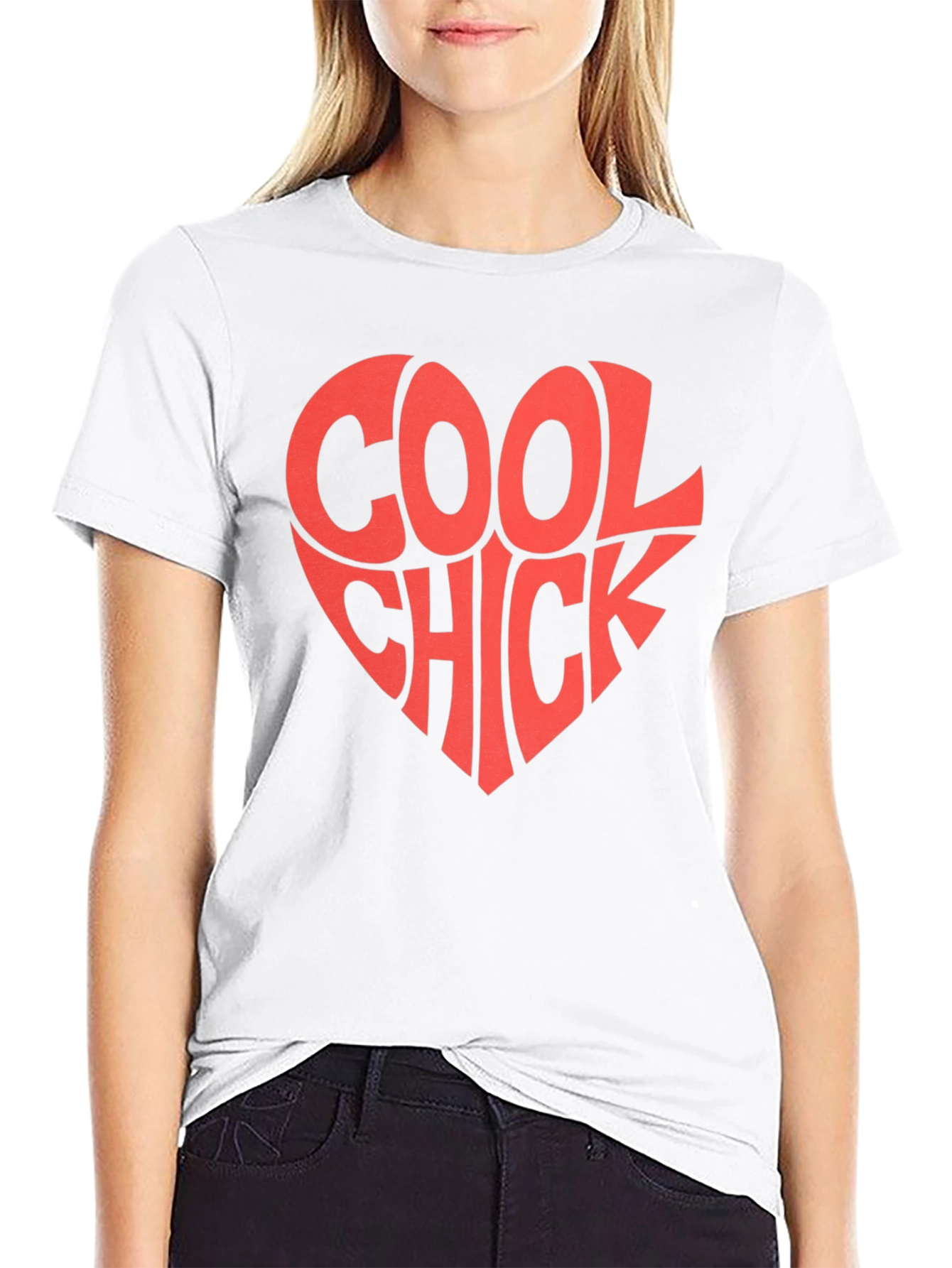 Black Cool Chick Heart Graphic Tee - Trendy Casual Style view 9