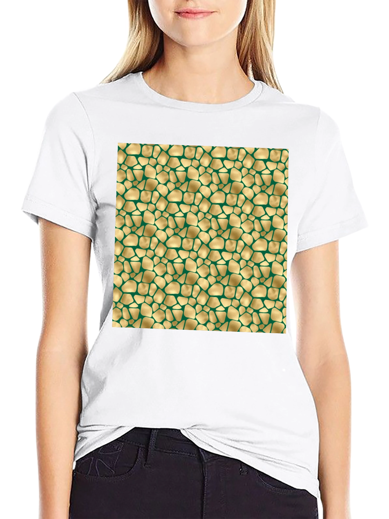 Black Textured Gold & Green Pattern Tee view 9
