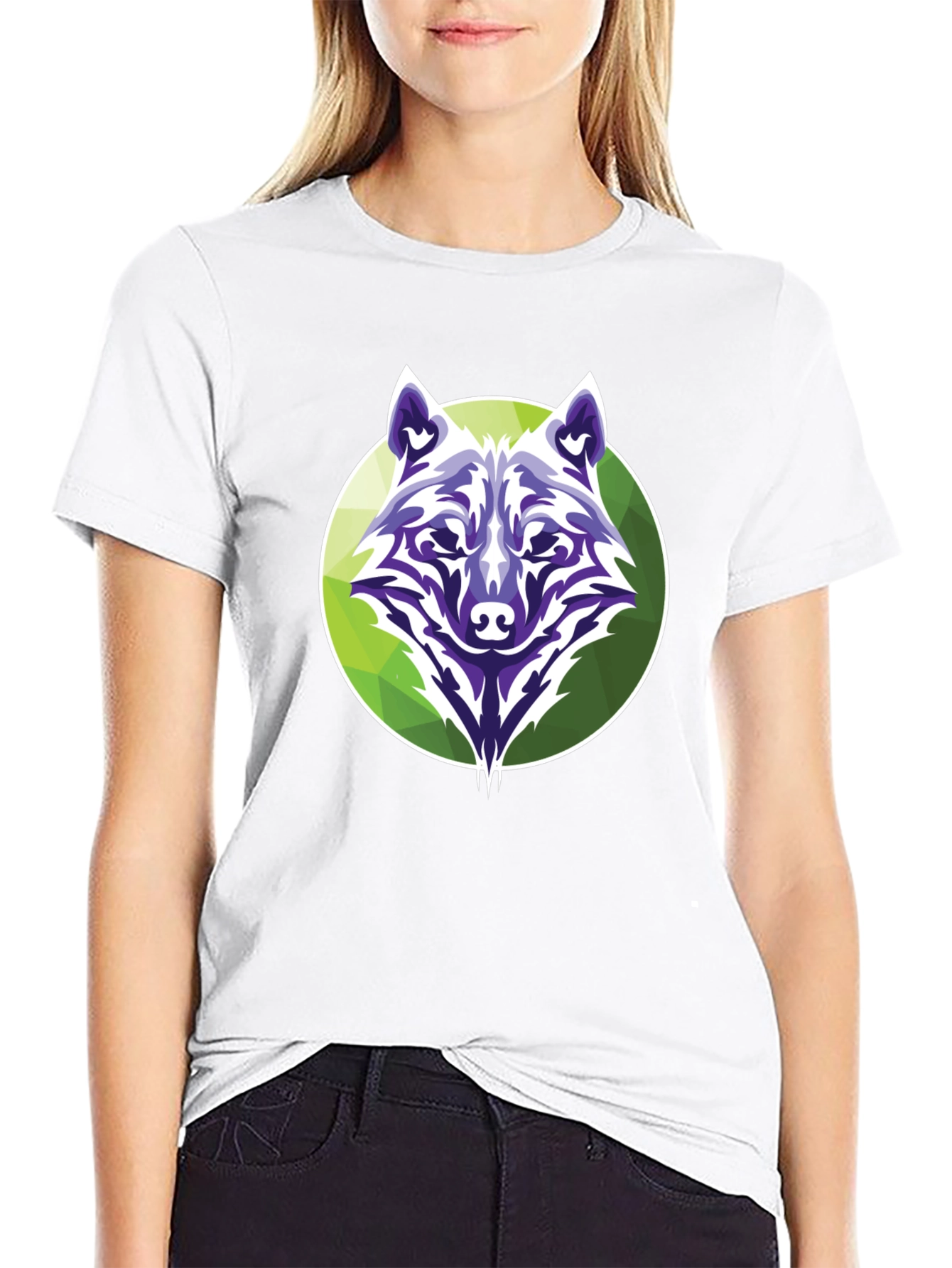 Black Wolf Graphic Tee - Modern Geometric Design view 9