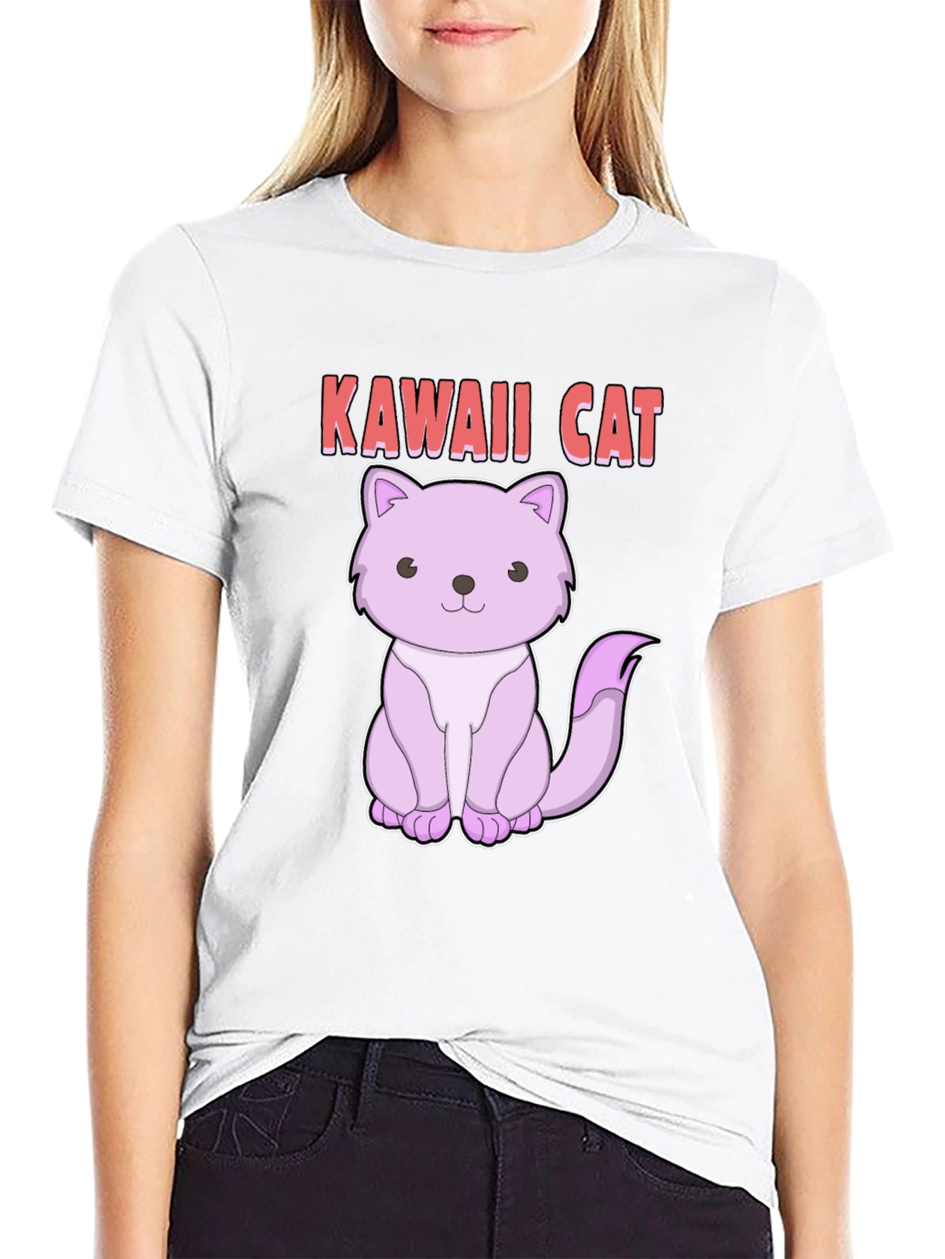 Black Kawaii Cat Graphic Tee - Cute Anime Style Shirt view 9