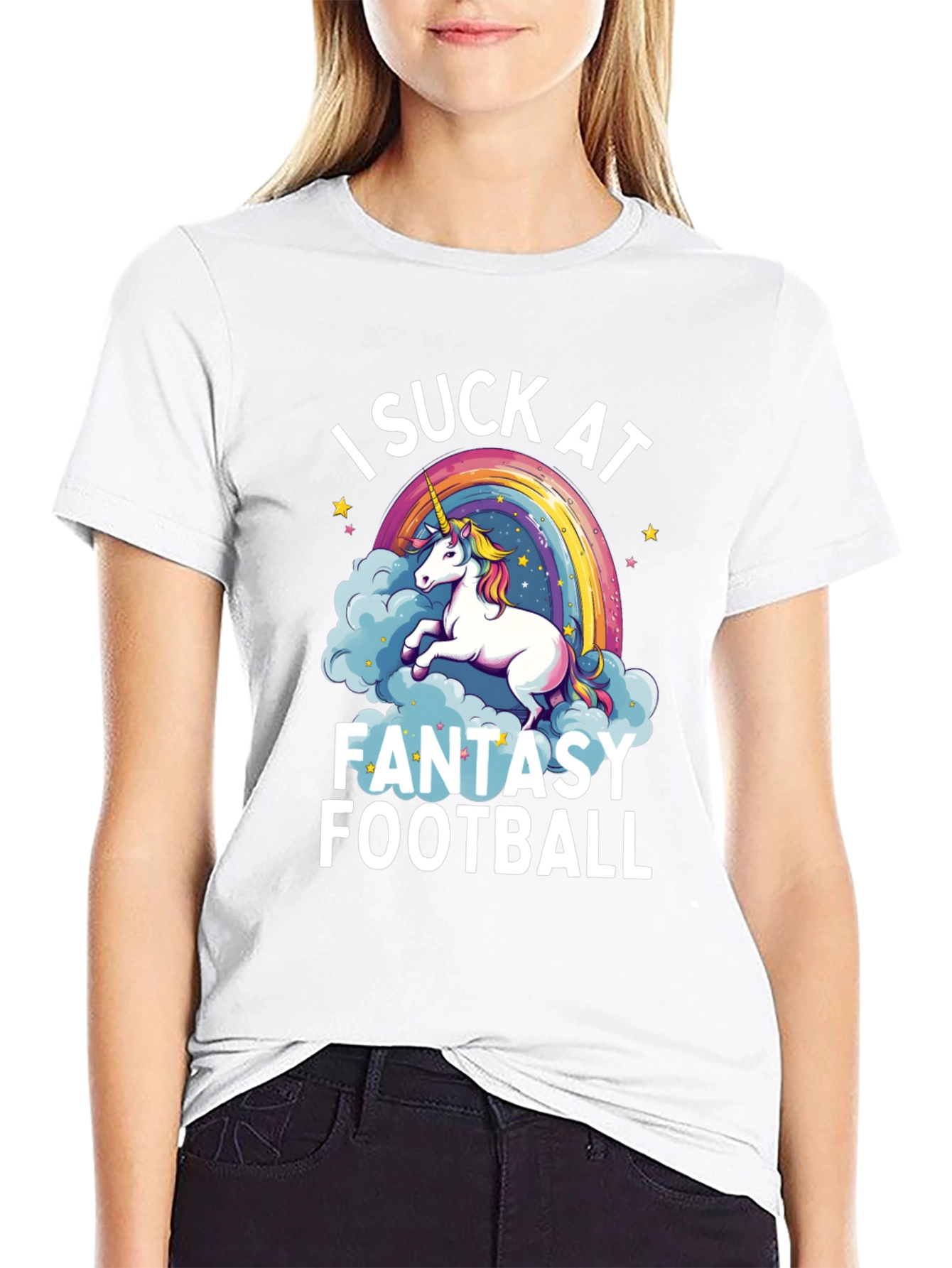 Black I Suck at Fantasy Football T-Shirt view 9