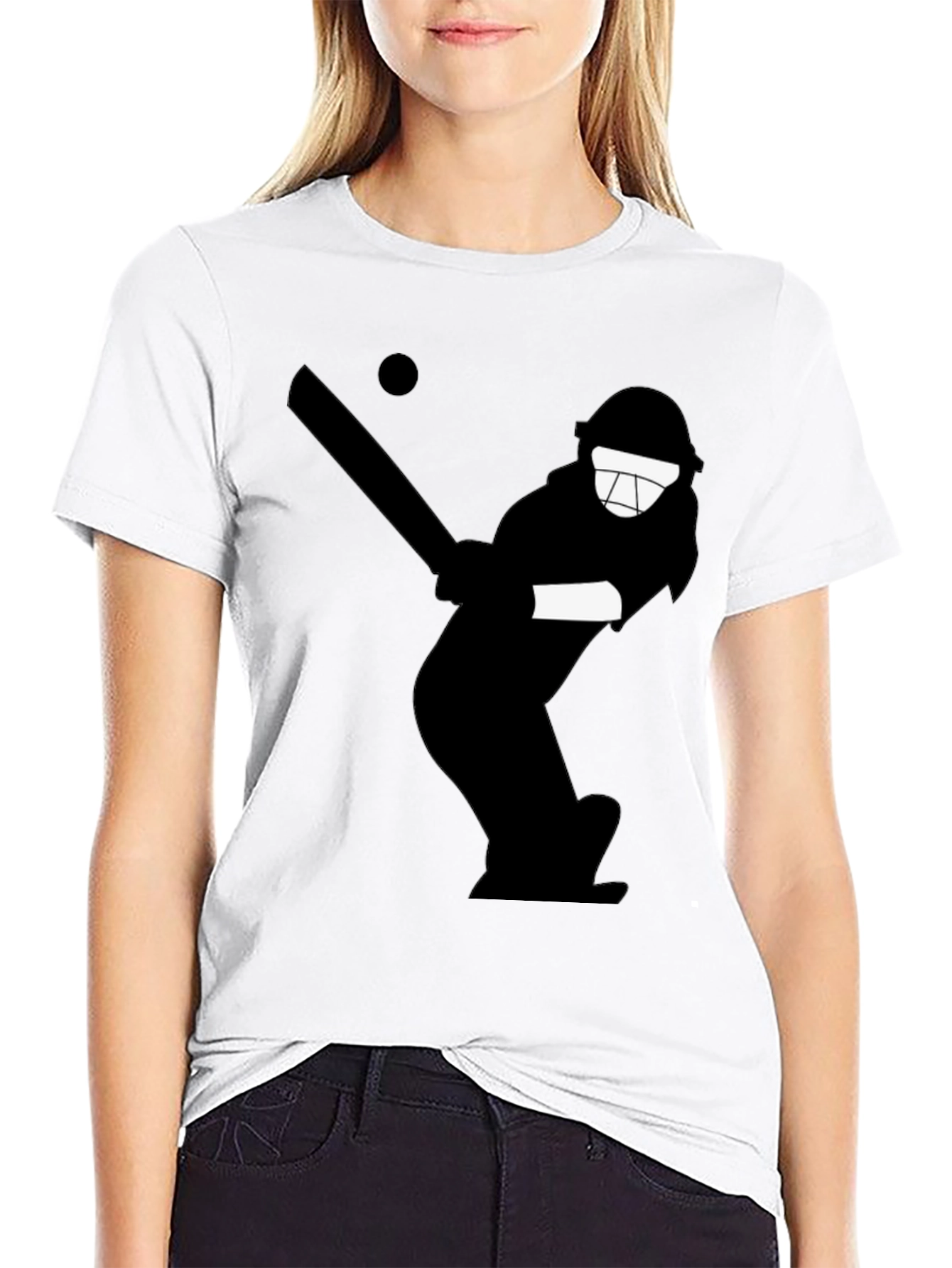 Black Cricket Player Graphic Tee - Black Cotton T-Shirt view 9