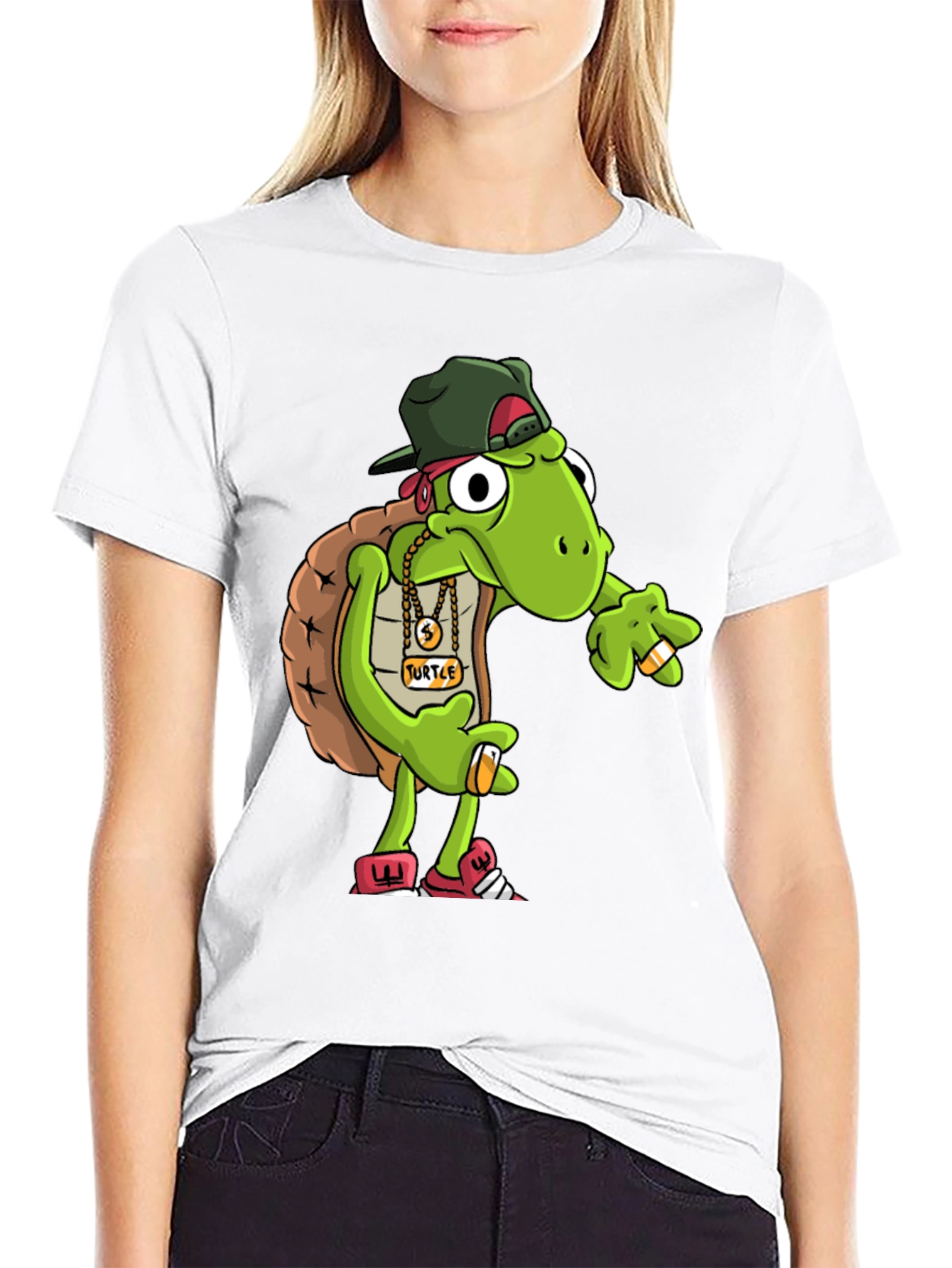 Black Gangster Turtle Graphic Tee view 9