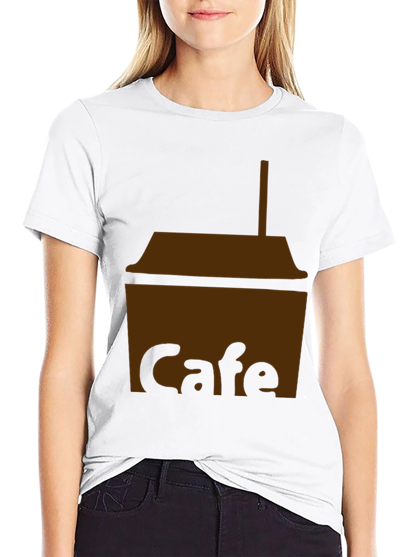 Cafe T-Shirt - Black Cotton Blend Graphic Tee - 9