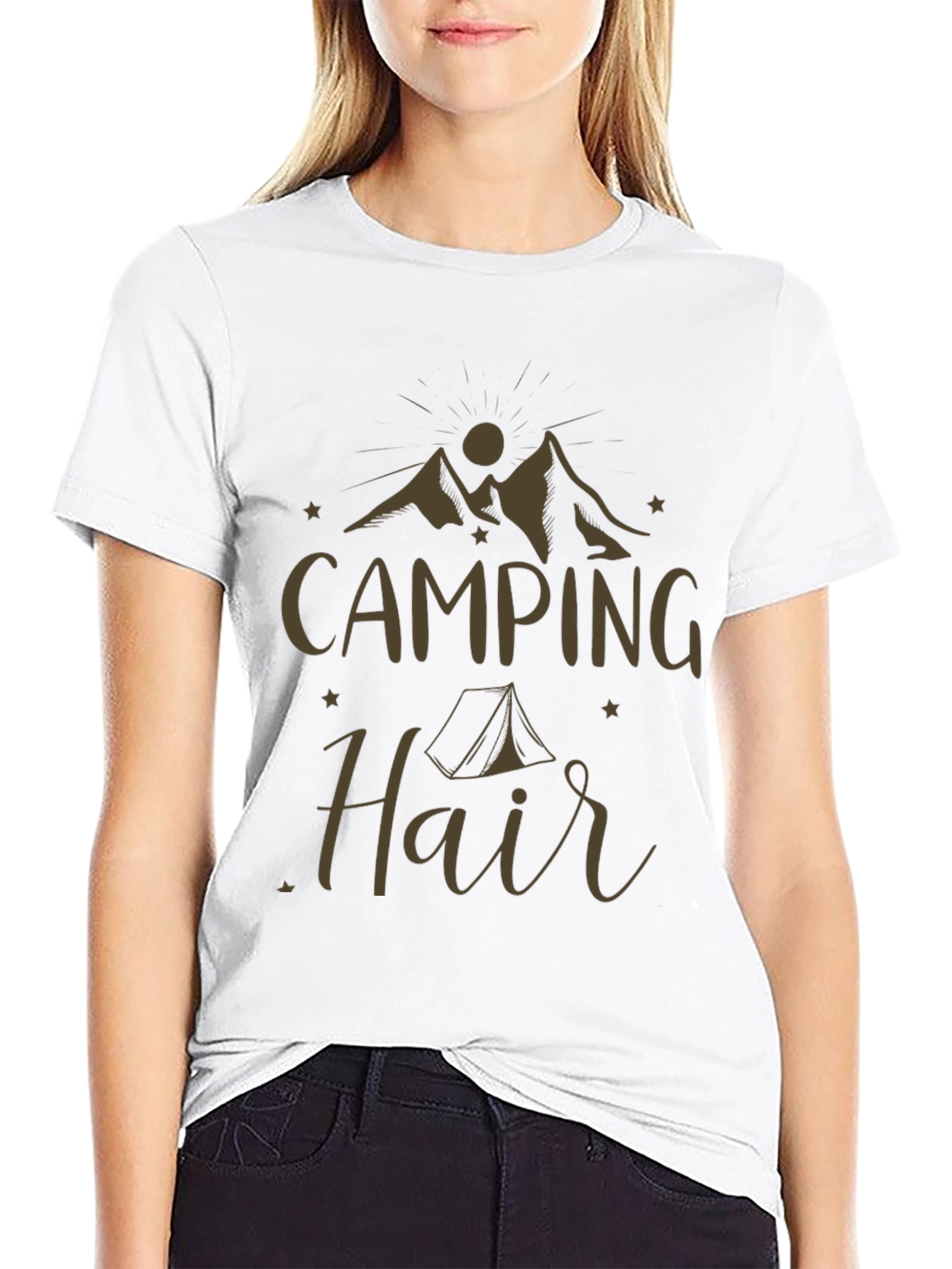 Black Camping Hair T-Shirt - Mountain Adventure view 9