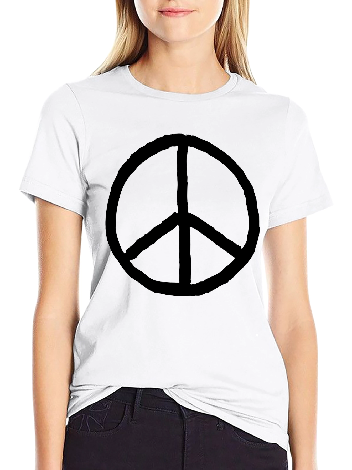 Black Peace Sign Graphic Tee - Classic Black T-Shirt view 9