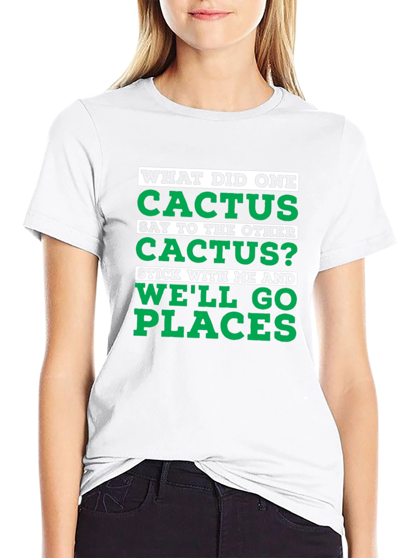 Black Cactus Pun Graphic T-Shirt - "We'll Go Places" view 9