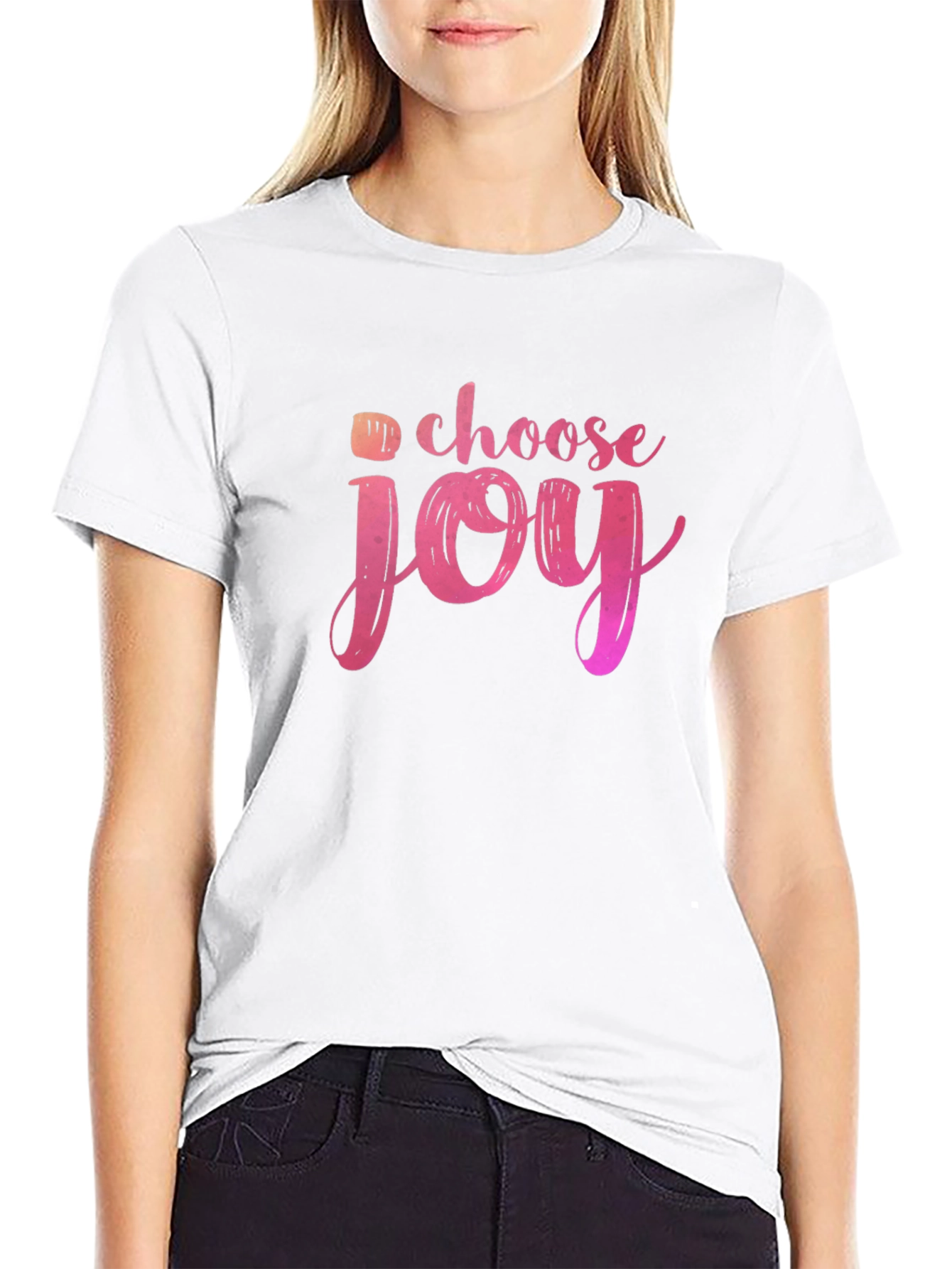 Black Choose Joy Graphic Tee - Black Short Sleeve T-Shirt view 9