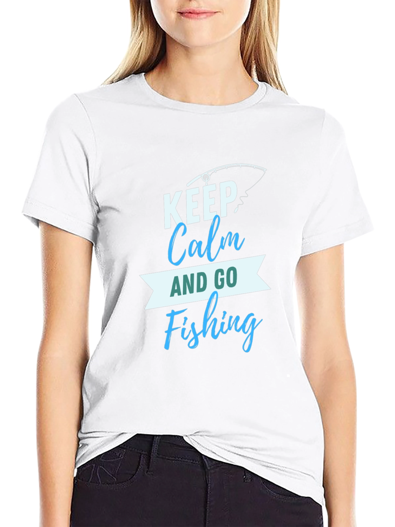 Black Keep Calm and Go Fishing Graphic T-Shirt view 9