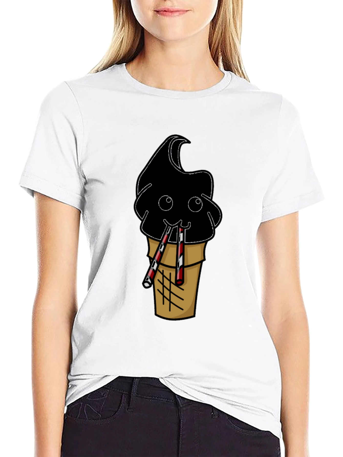 Black Fun Black Ice Cream Cone Graphic Tee view 9