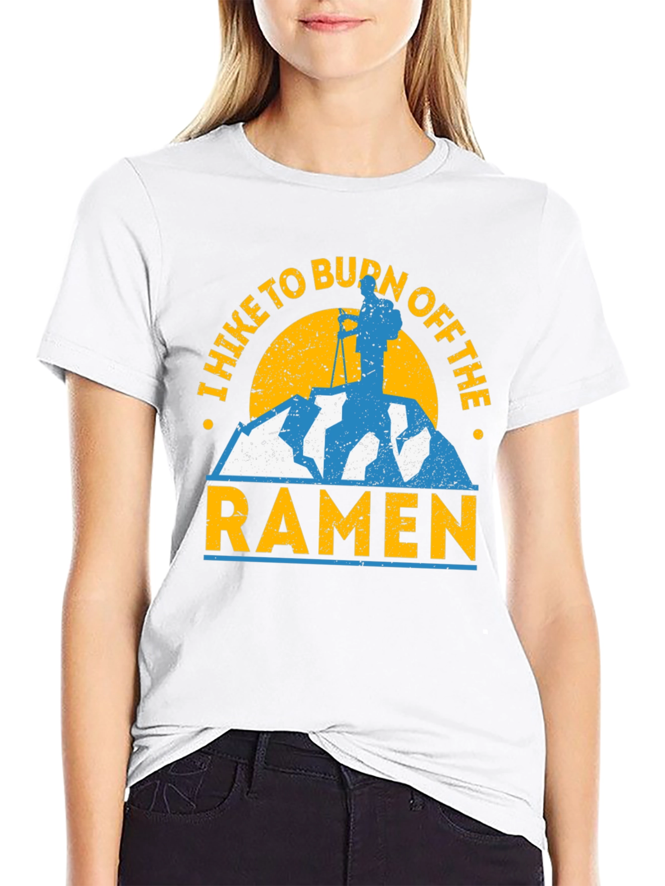 Black Hike to Burn Off the Ramen T-Shirt view 9