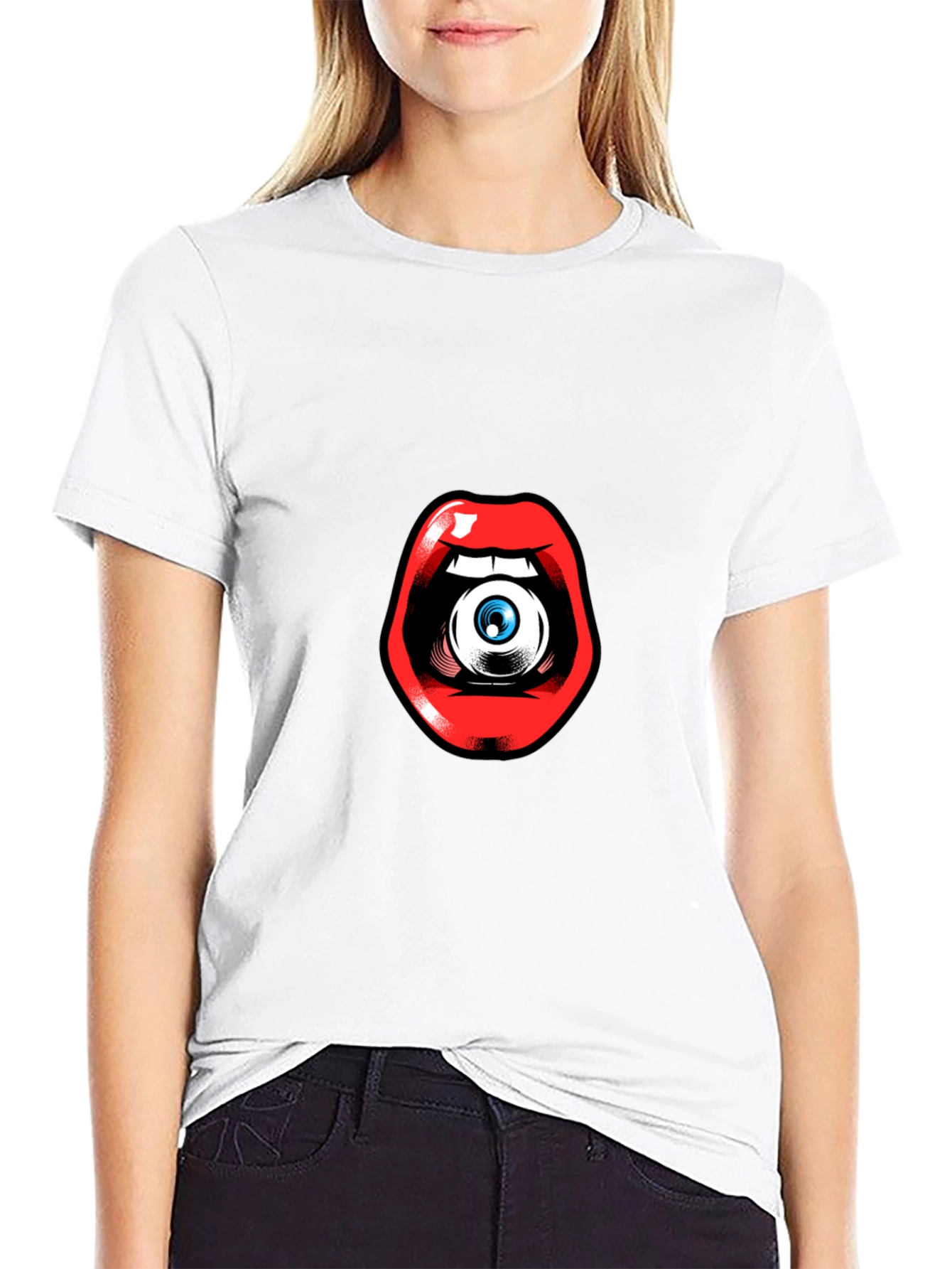 Black Eye in Mouth Graphic Tee - Unique Statement Shirt view 9