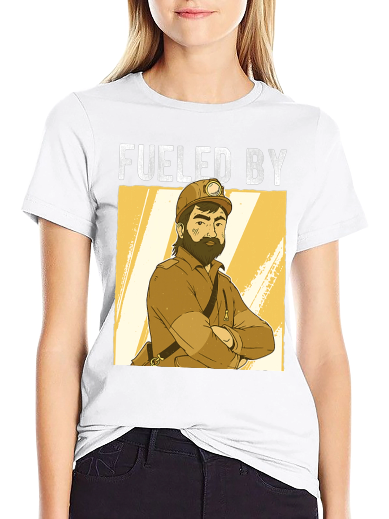 Black Fueled By Miner Cartoon Black T-Shirt view 9