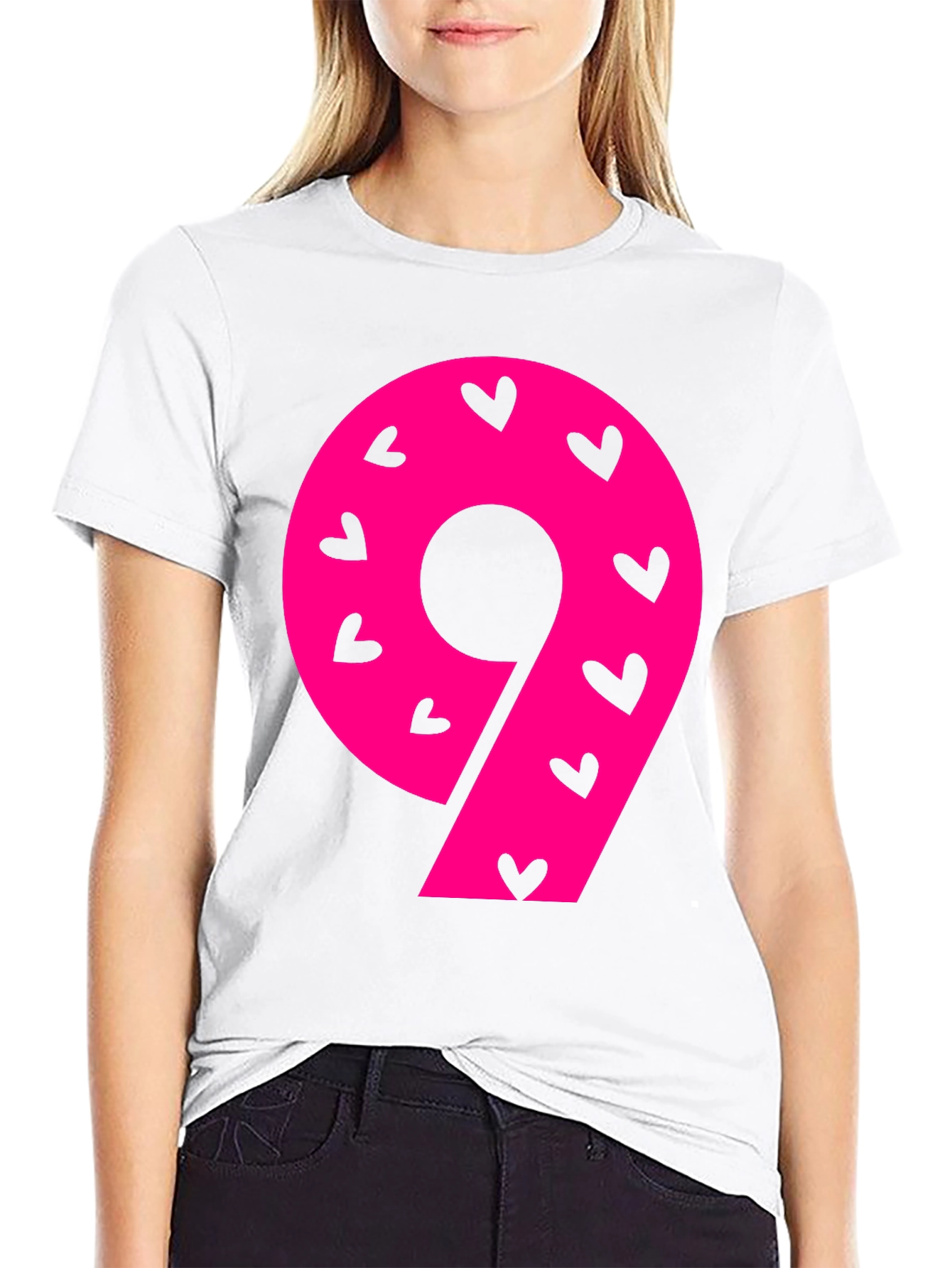 Black Number 9 Heart Print T-Shirt view 9