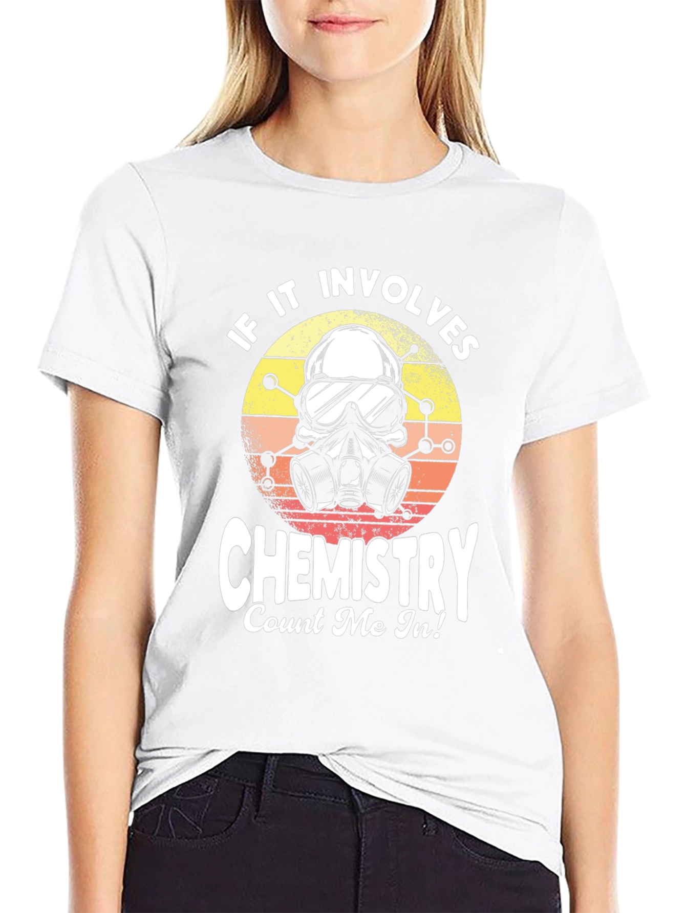 Black Chemistry Skull Graphic Tee - Science Lover T-Shirt view 9