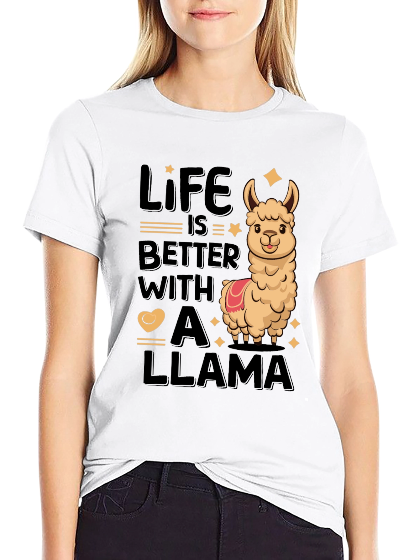 Black Life is Better with a Llama Tee view 9