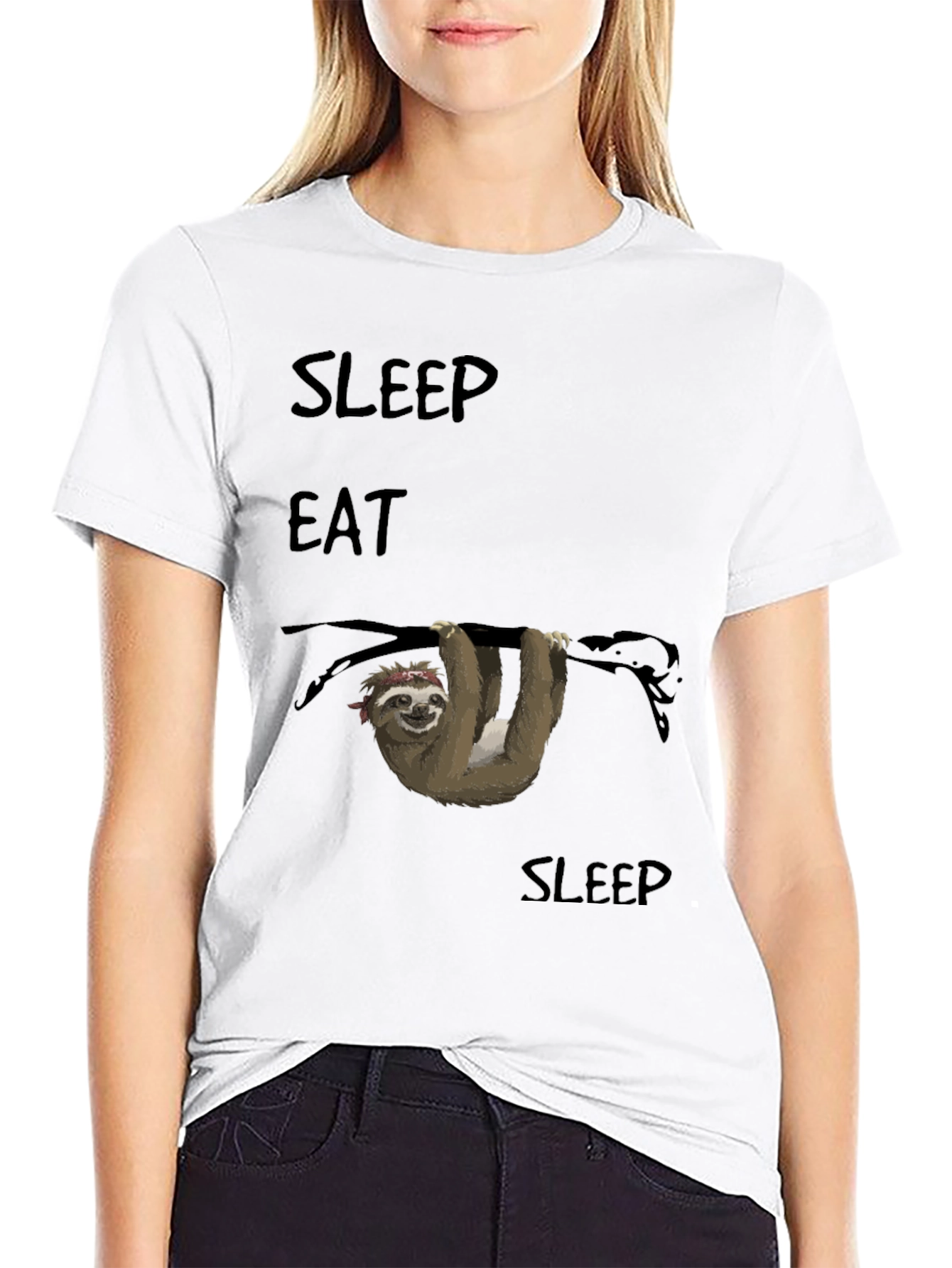 Black Sleep Eat Sloth T-Shirt - Relaxed Fit view 9