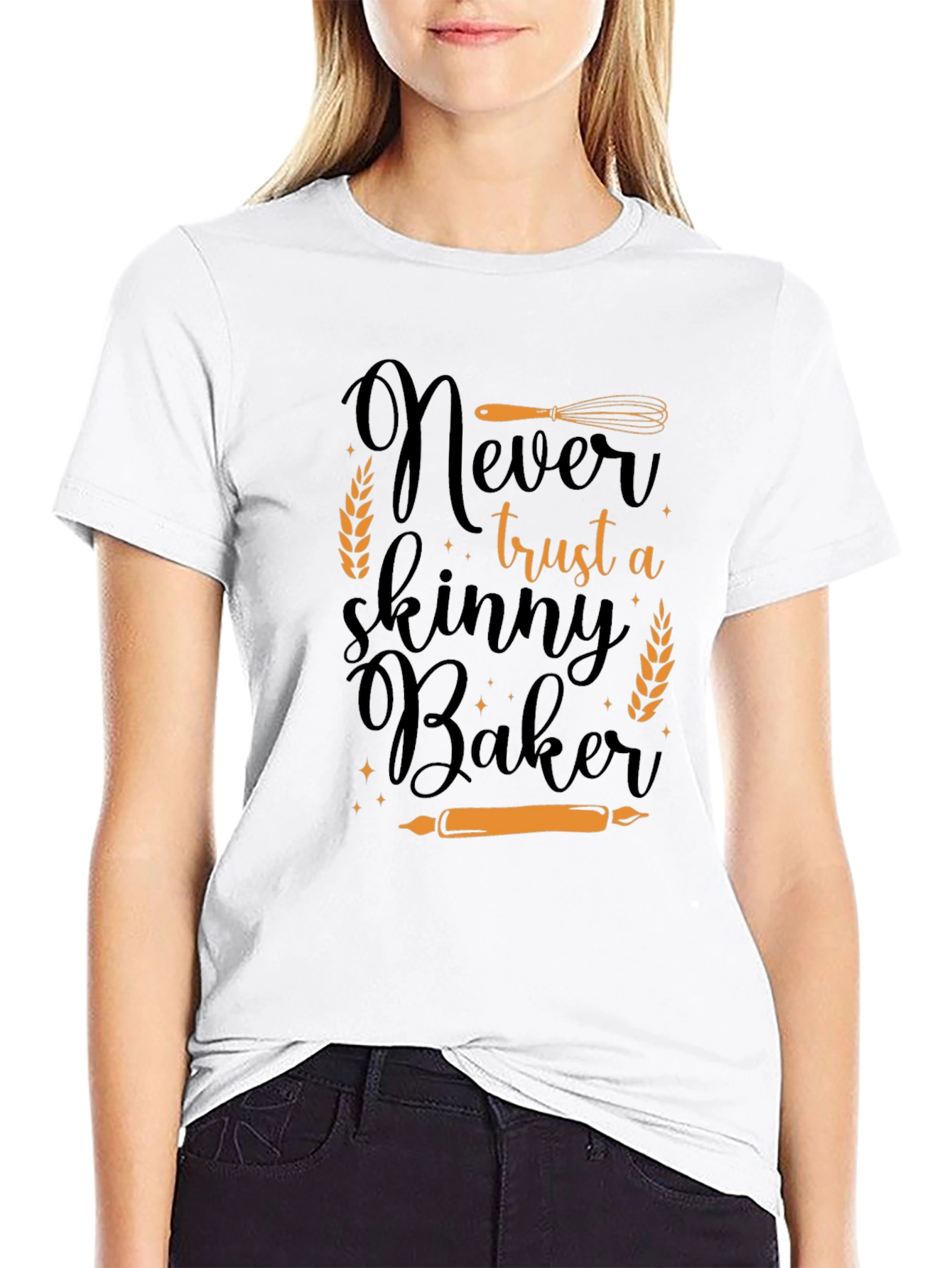 Black Never Trust a Skinny Baker T-Shirt view 9