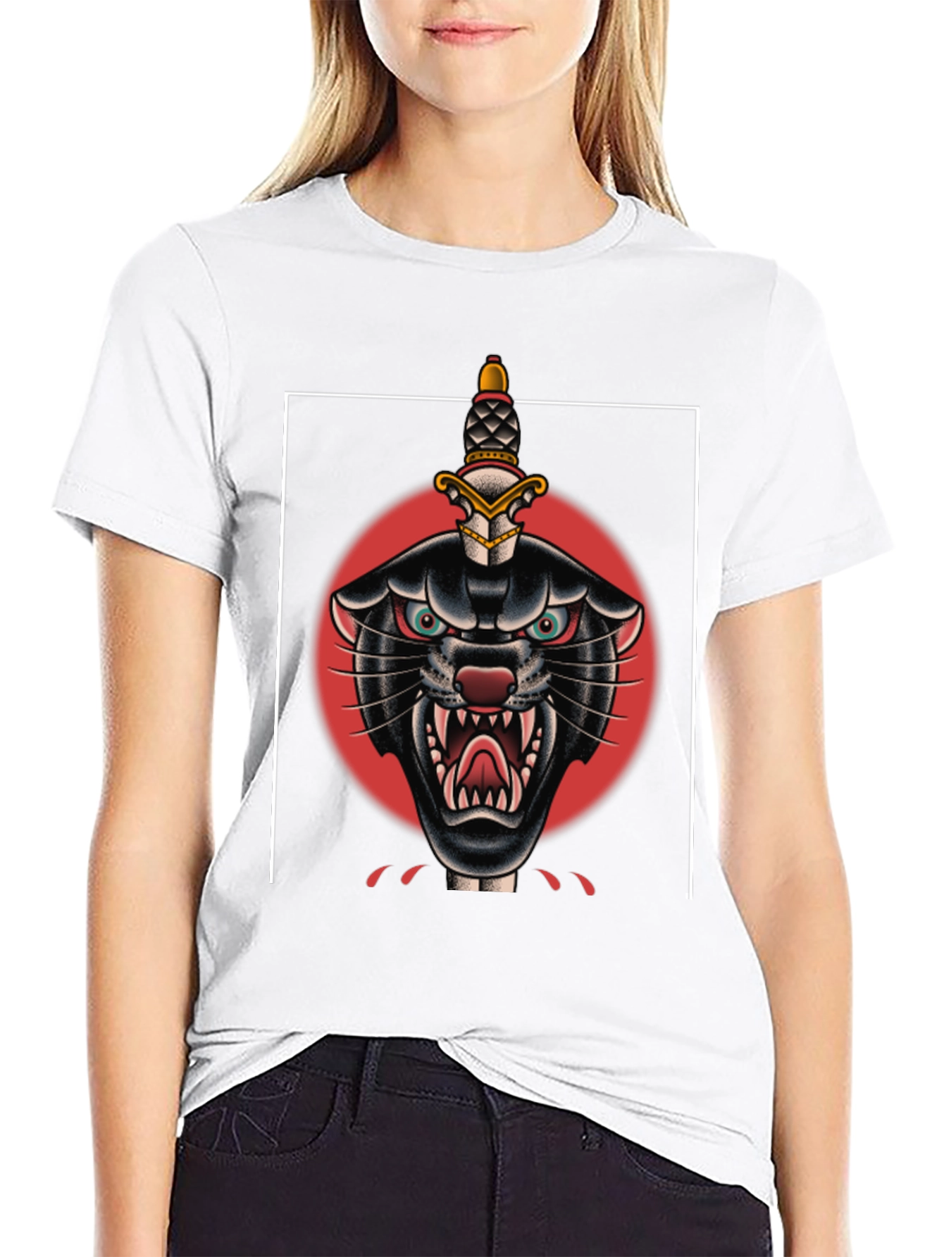 Black Black Panther Dagger Graphic Tee view 9
