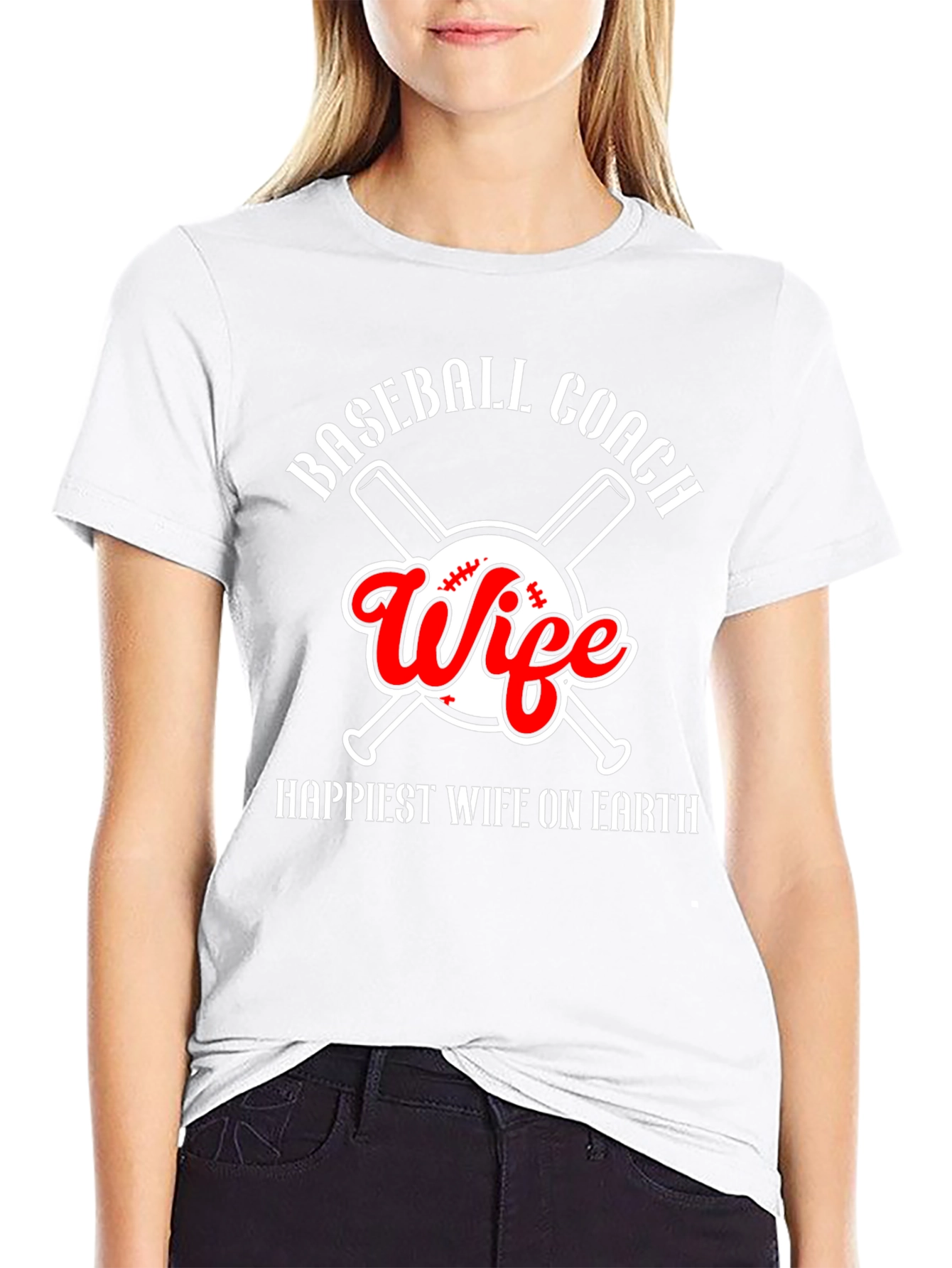 Black Baseball Coach Wife Graphic Tee view 9