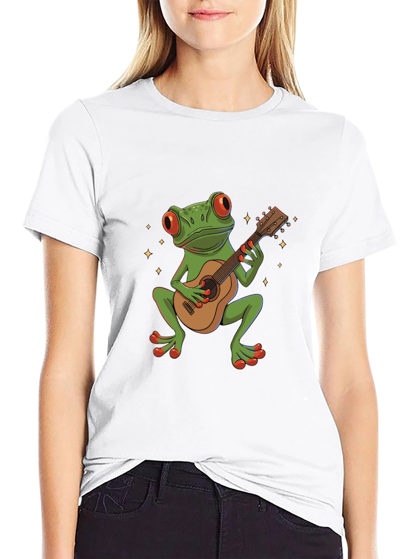 Black Frog Guitarist Graphic Tee - Unique Music Lover Shirt view 9