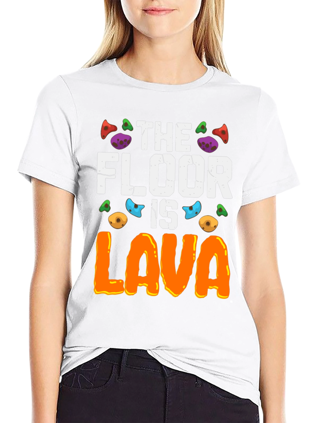 Black The Floor Is Lava T-Shirt view 9
