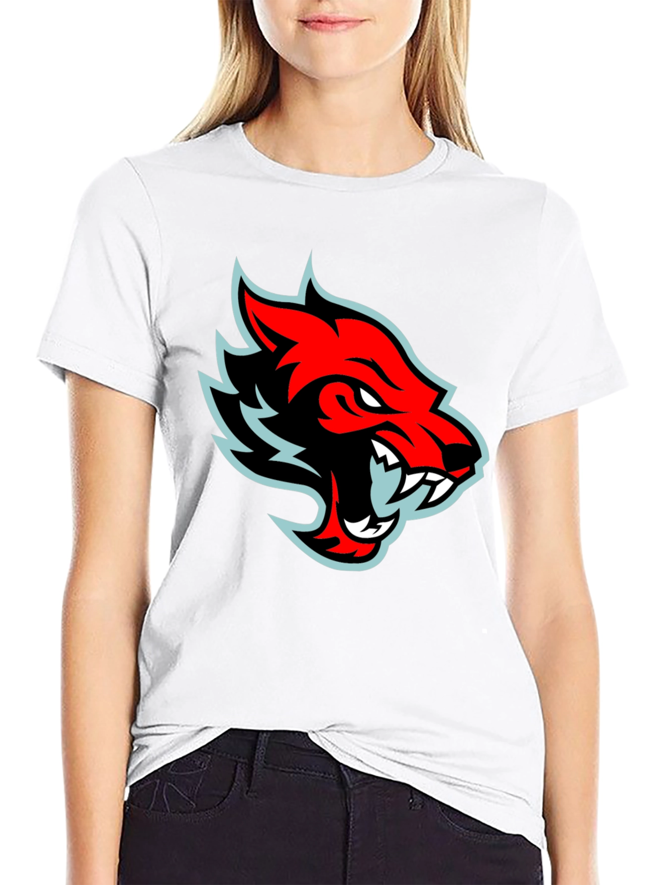 Black Red Wolf Graphic Tee - Cool Black T-Shirt view 9