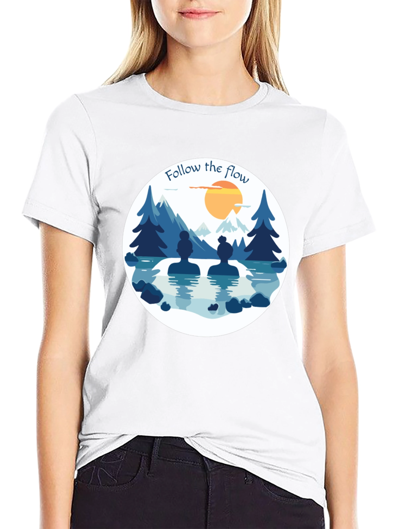 Black Follow the Flow T-Shirt - Relaxing Spa Design view 9