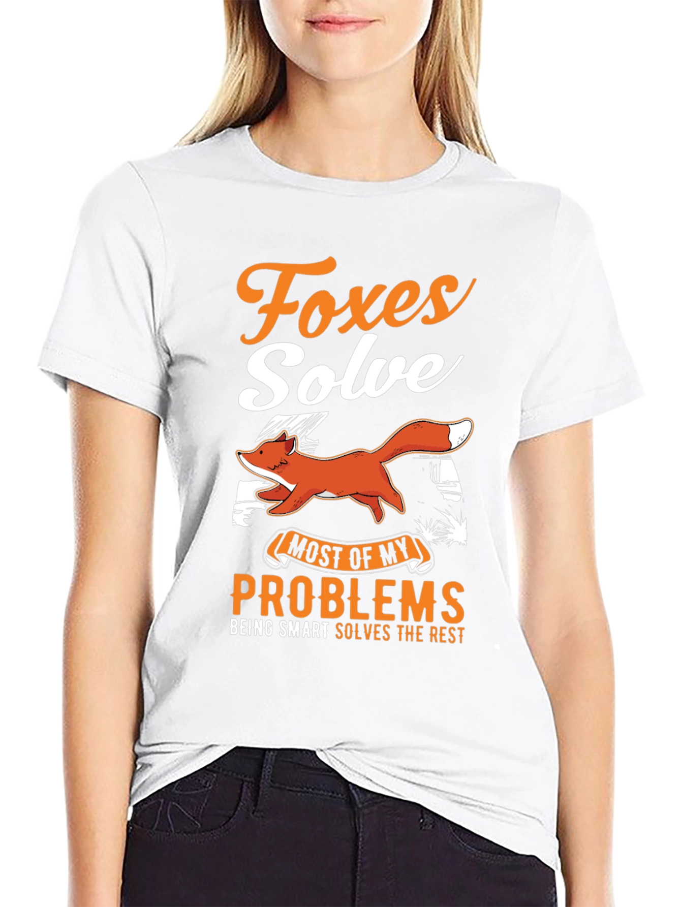 Black Foxes Solve Problems Funny Graphic T-Shirt view 9