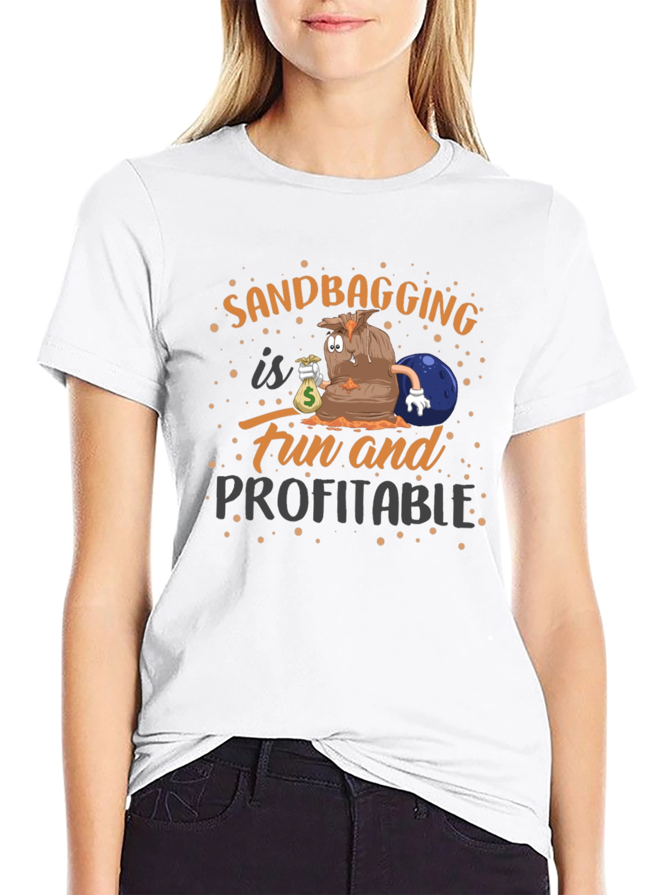 Black Sandbagging Fun & Profitable Black Graphic T-Shirt view 9