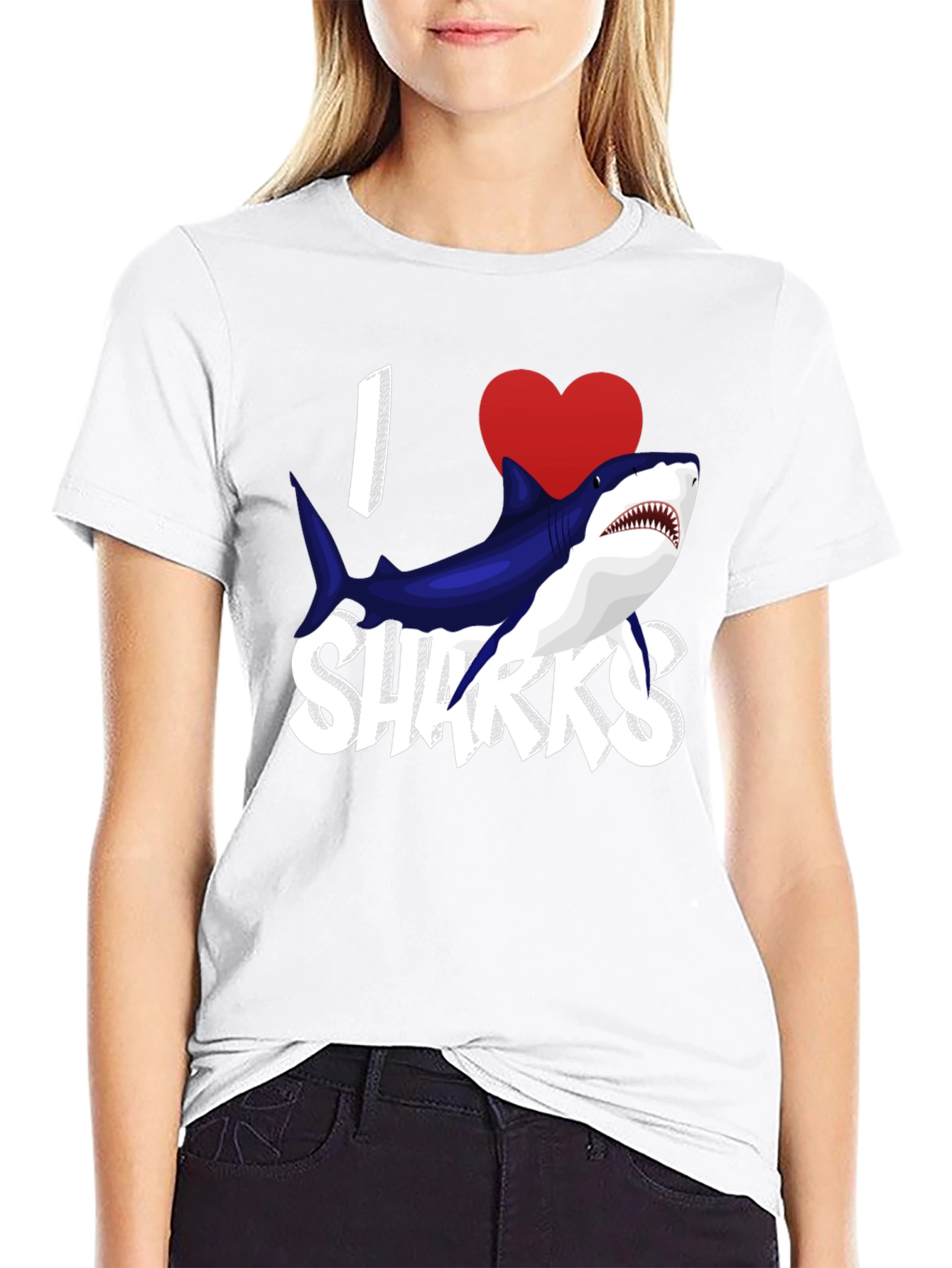 Black I Heart Sharks Graphic T-Shirt - Black view 9
