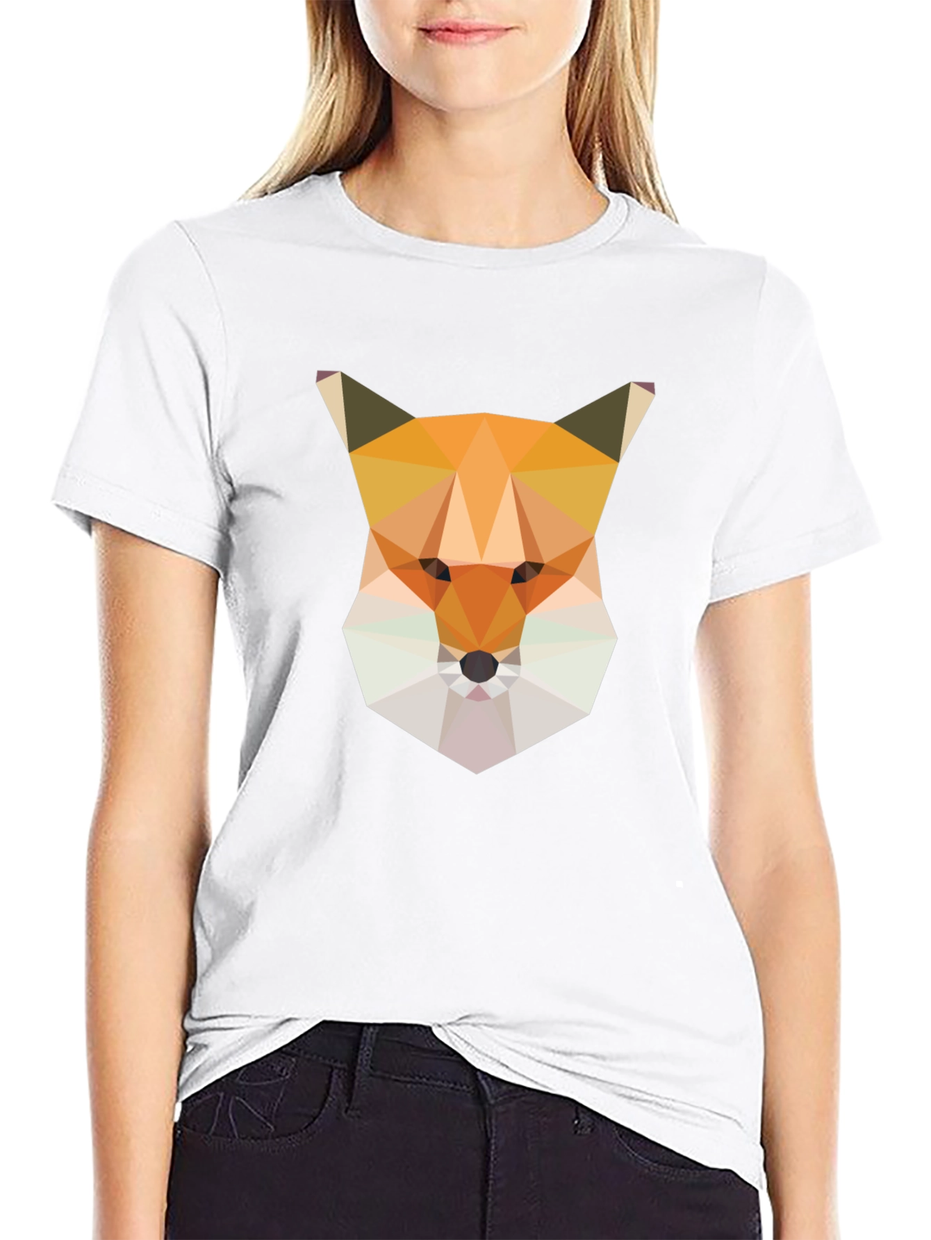Geometric Fox Graphic Tee - Modern Men's Black T-Shirt - 9