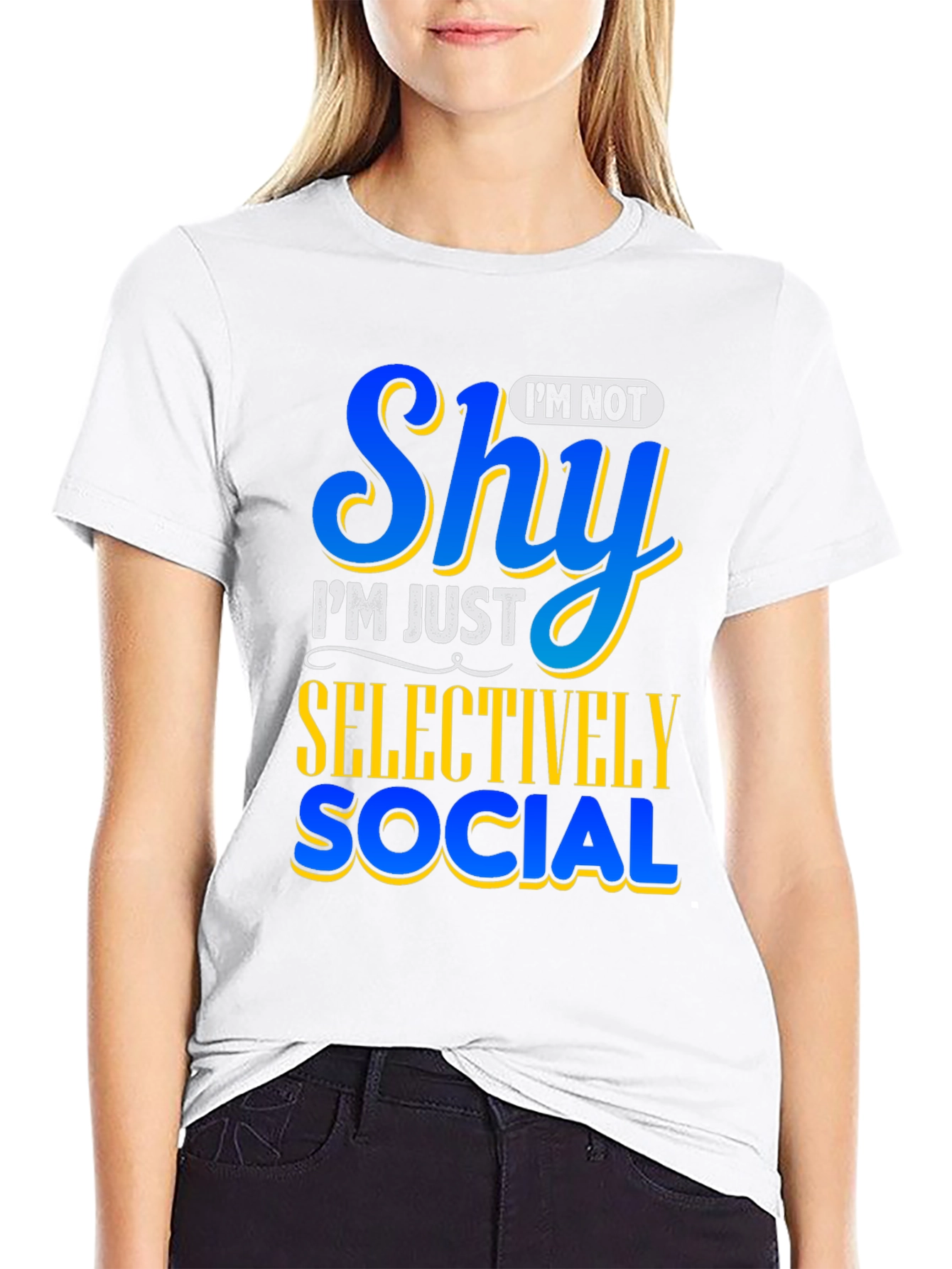 Black I'm Not Shy T-Shirt - Selectively Social Tee view 9