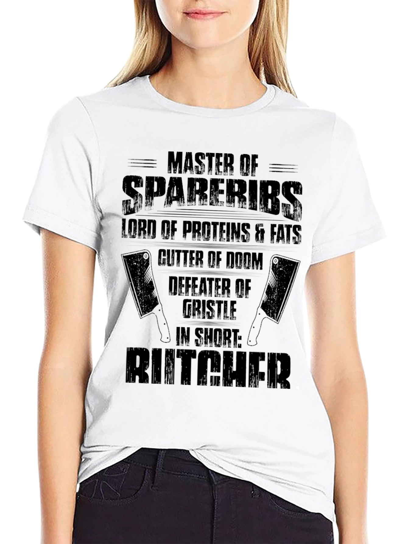 Black Master Butcher T-Shirt: Ribs, Proteins, and Gristle Slayer view 9