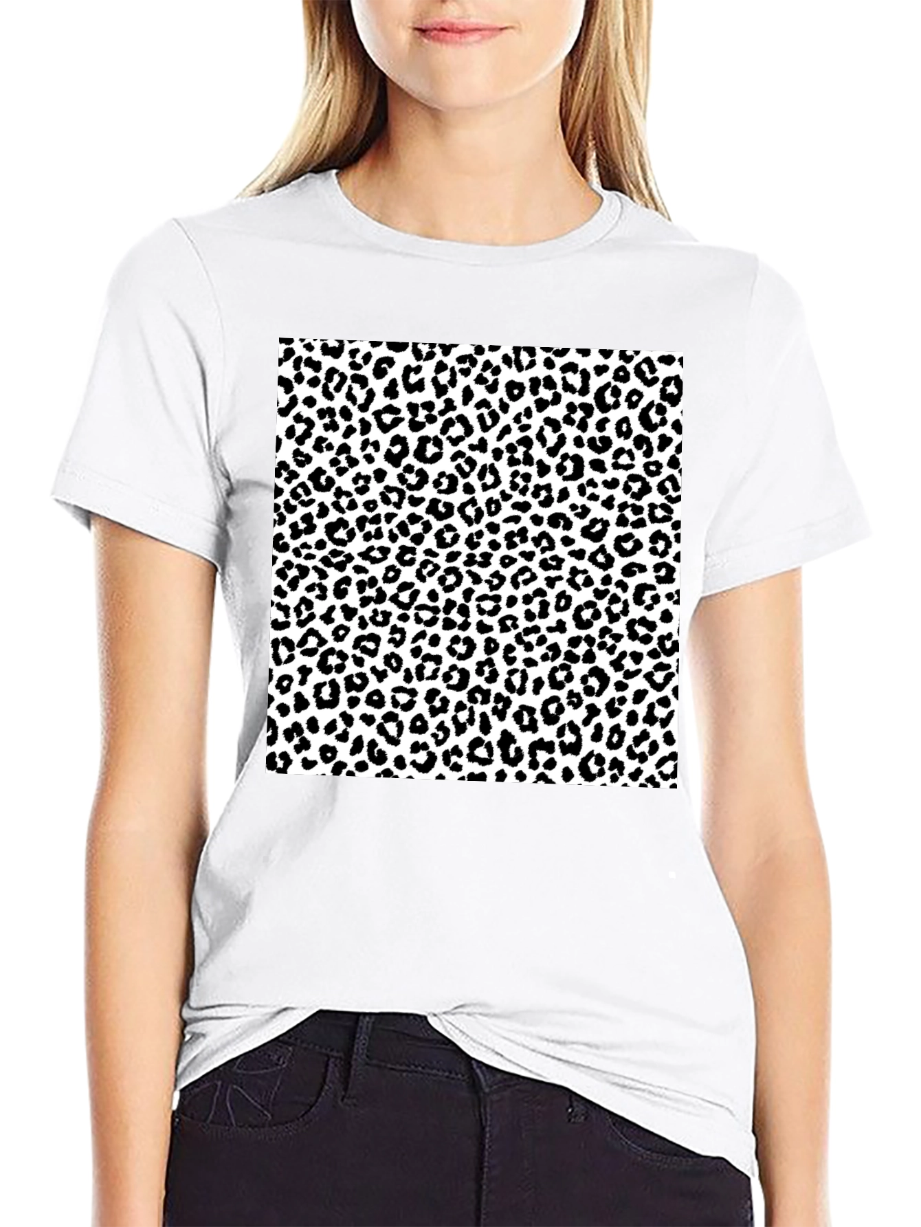 Black Leopard Print Graphic Tee - Black view 9