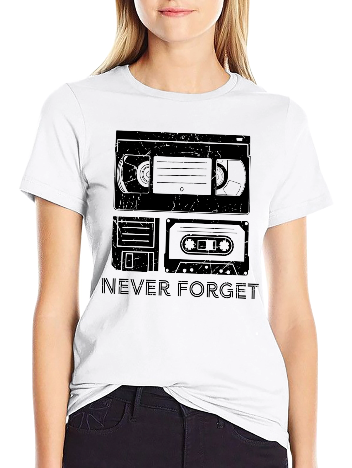 Black Never Forget Retro Media T-Shirt view 9
