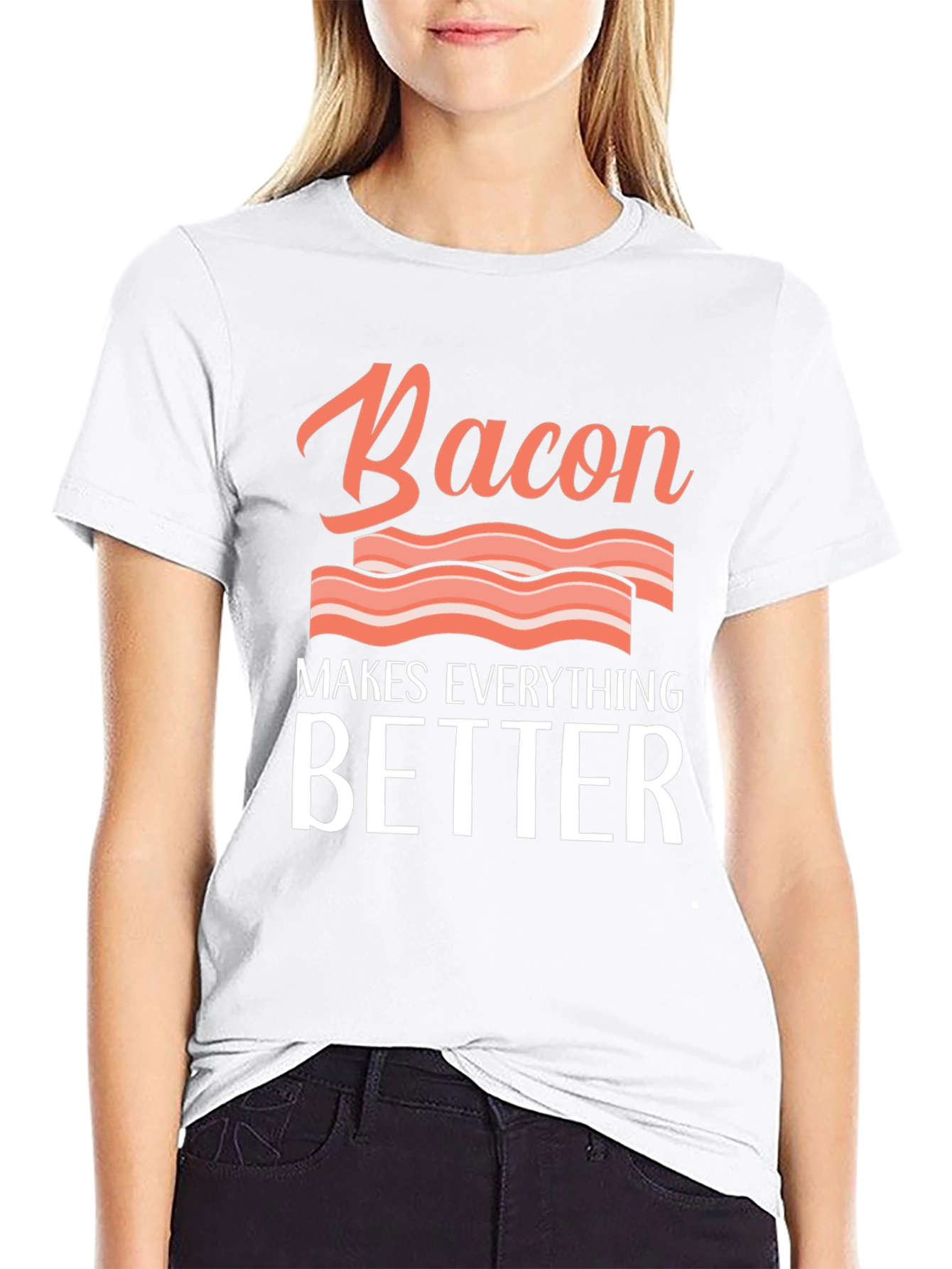 Black Bacon Makes Everything Better Graphic Tee view 9