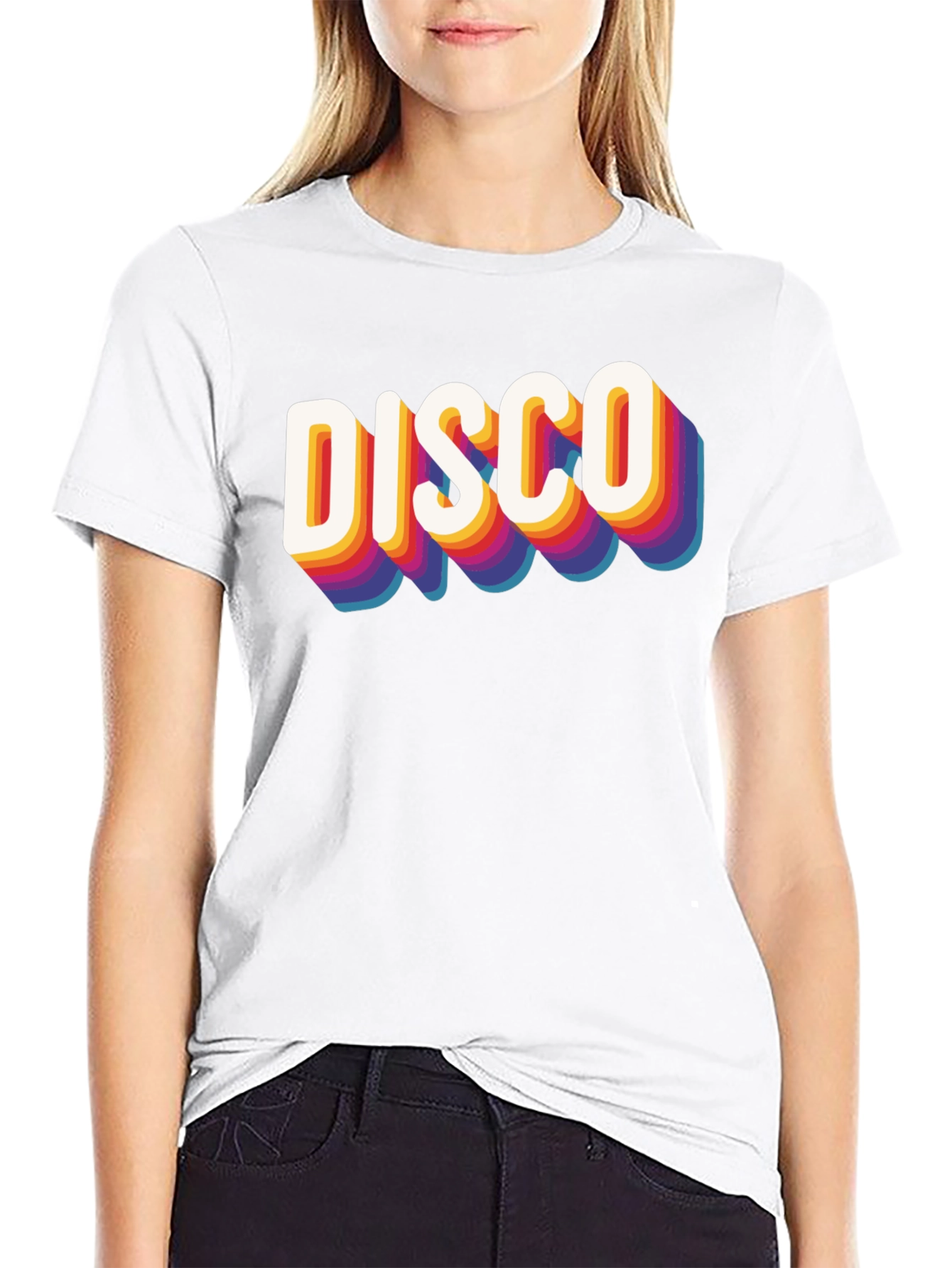 Black Retro Disco Graphic Tee - Black Cotton Blend view 9