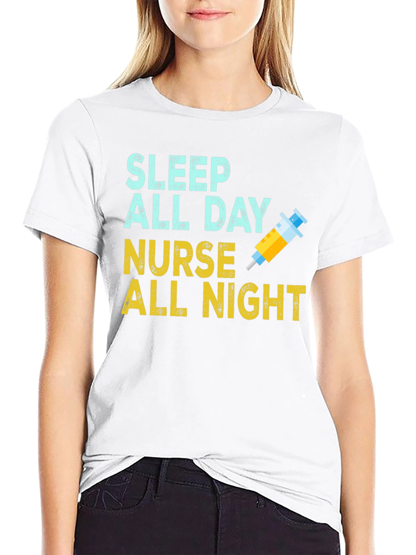 Black Nurse Sleep All Day T-Shirt view 9